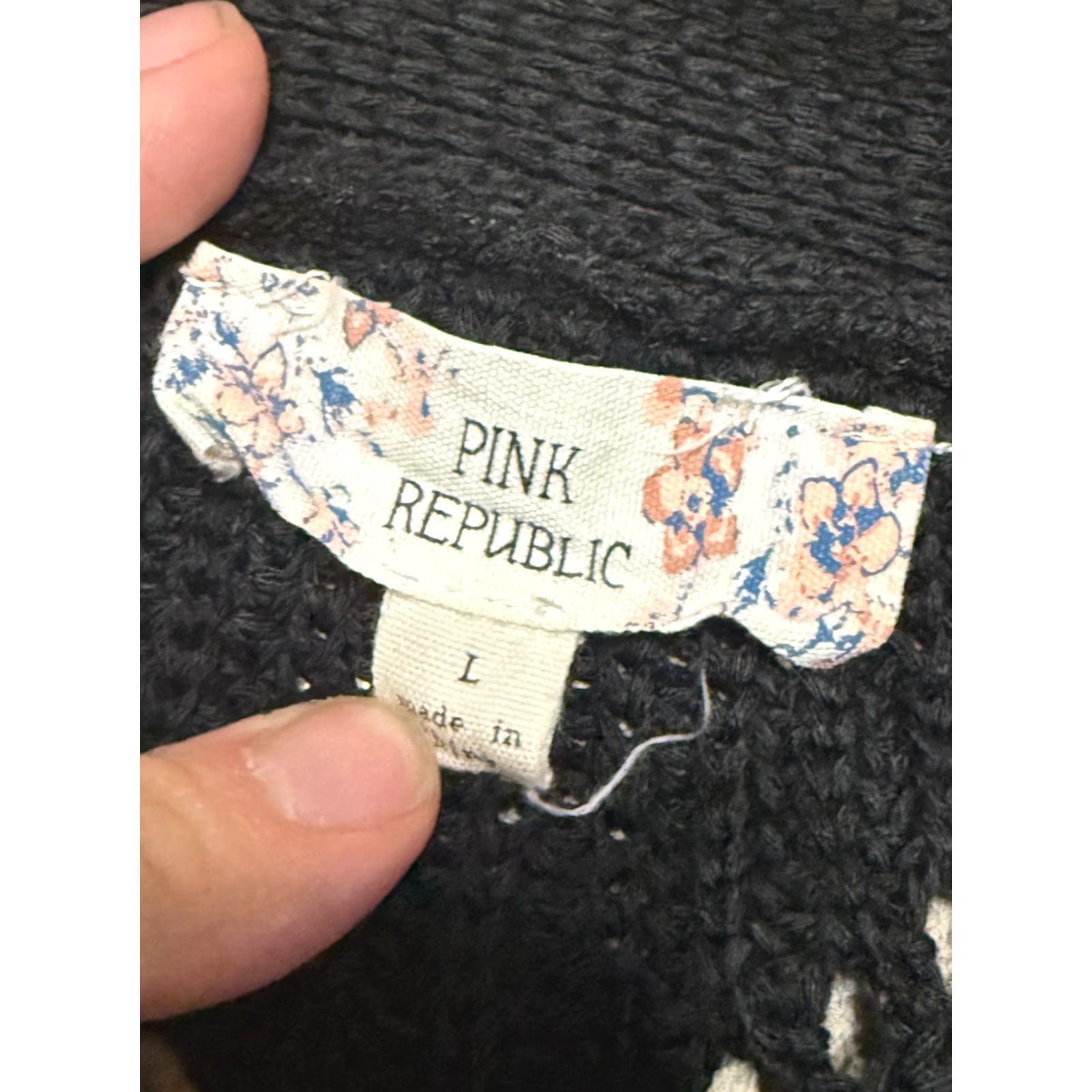 Vintage Pink Republic Women's Cardigan Sweater Black Long Sleeve Open Knit L Cardigan Open Size L / US 10 / IT 46 - 5 Thumbnail