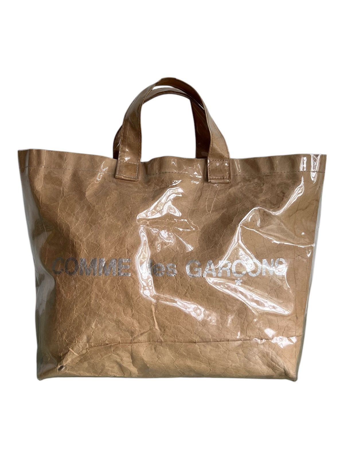 Comme des Garcons Comme des Garçons Spellout PVC Paper Brown Shoulder Tote Bag Size ONE SIZE - 1 Thumbnail