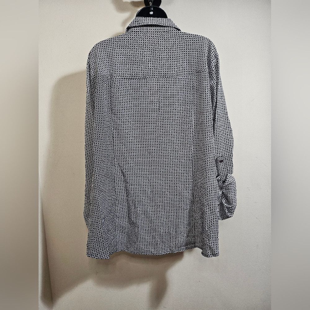 Michael Kors NEW Michael Kors Geometric Black White Full Zip-Up Blouse 3 Size 3XL / US 20-22 - 7 Thumbnail