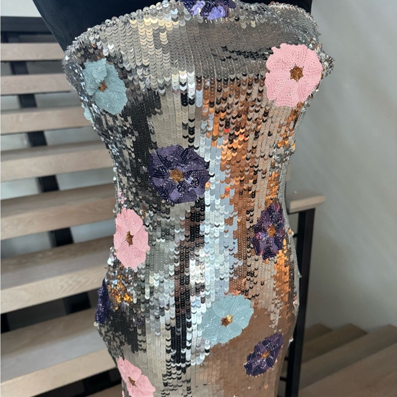 Other Elegant Strapless Sequin Dress with Floral Patterns size XS Size XS / US 0-2 / IT 36-38 - 5 Thumbnail