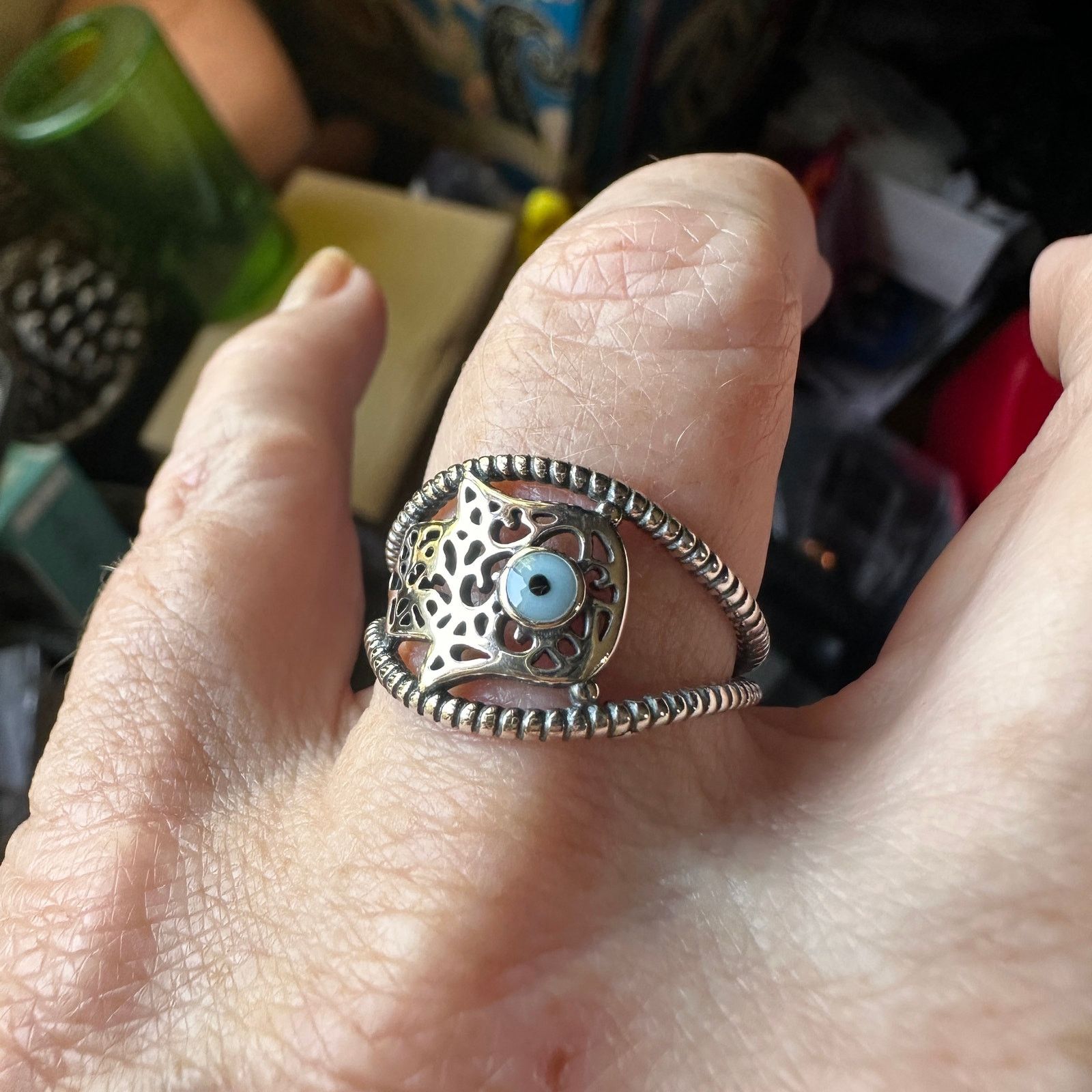 & Other Stories 925 Sterling Silver Hamsa Ring Size ONE SIZE - 4 Thumbnail