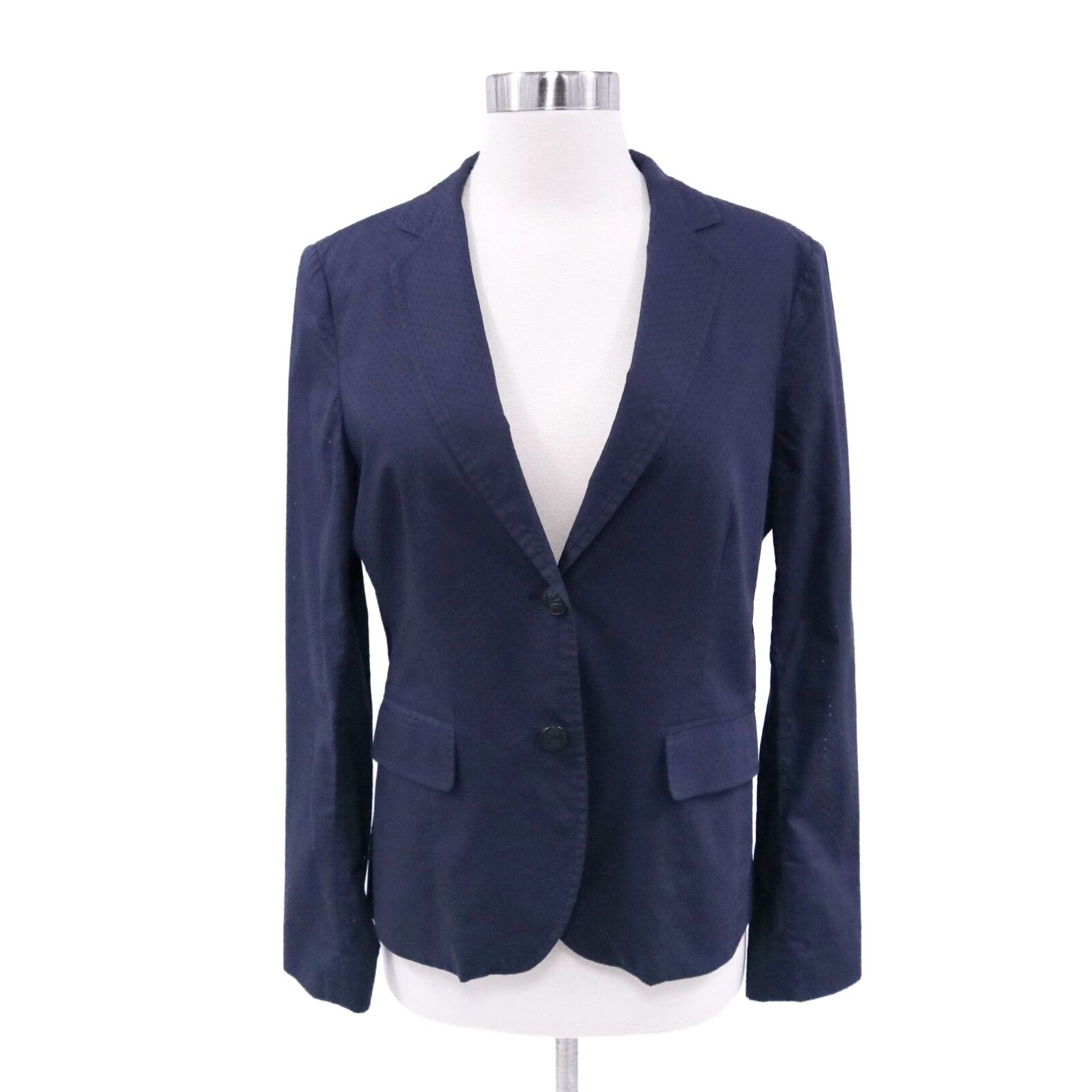 image of Rag Bone Rag & Bone Blazer Jacket Womens 8 Navy Blue Perforated Fabric Cotton in White (Size Medium