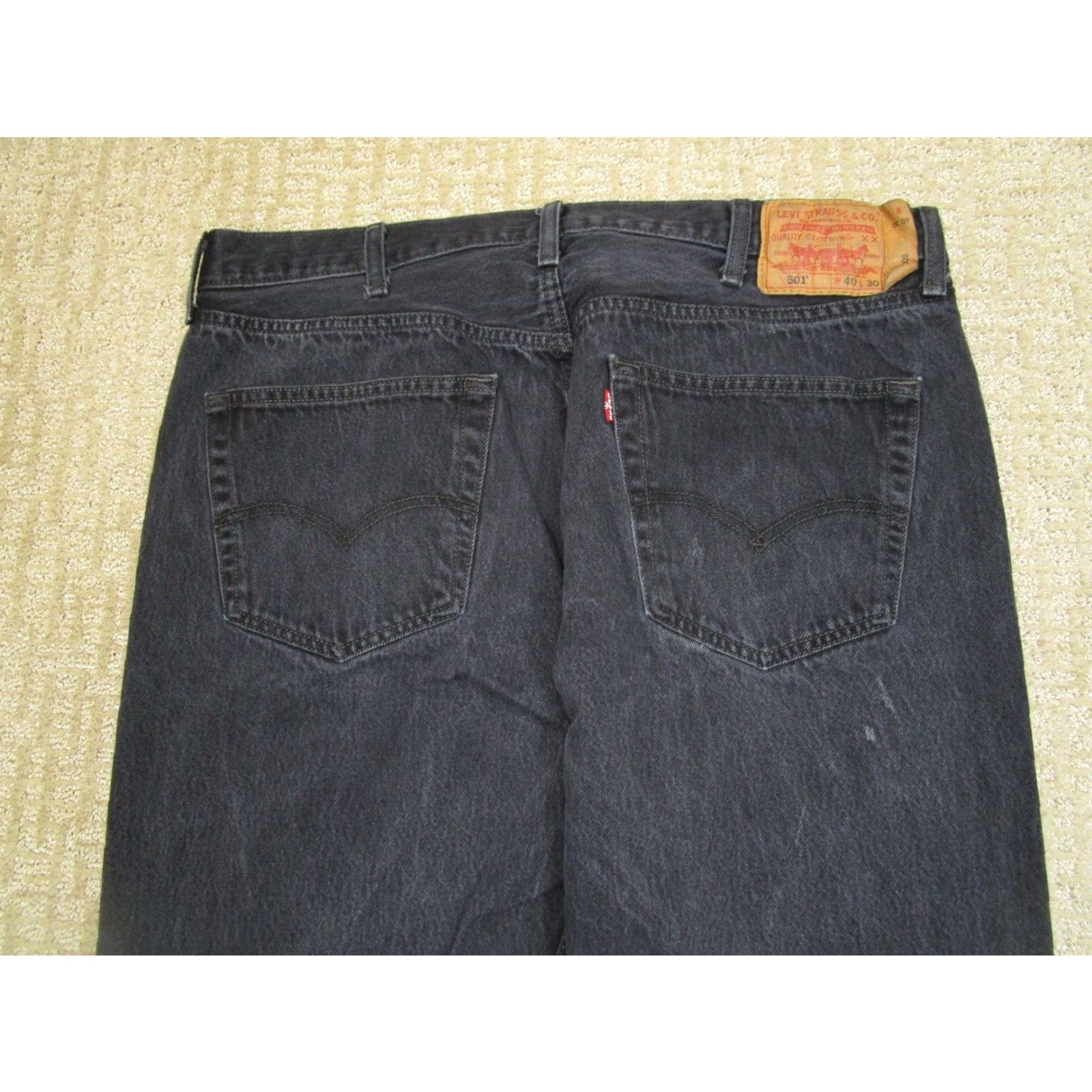 Levi's Levi's 501 Jeans Men 40x30 Black Button Fly Regular Fit Denim Pants Dark Wash Size US 40 / EU 56 - 5 Thumbnail