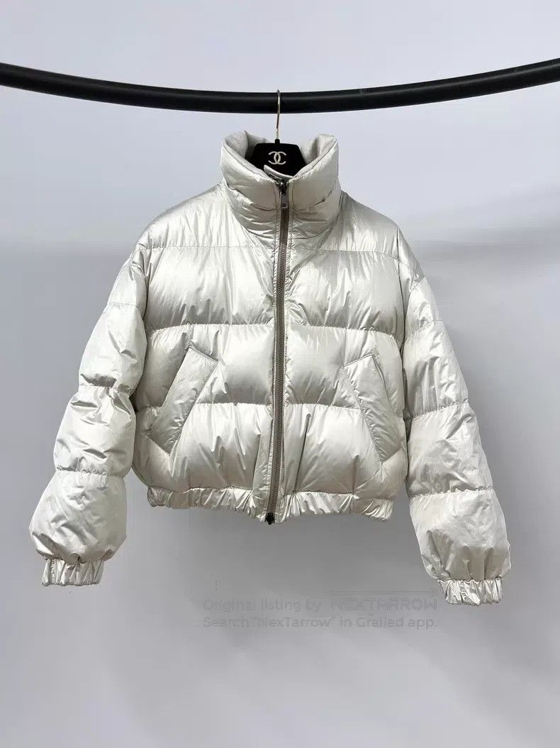Brunello Cucinelli Brunello Cucinelli Beige Shiny Fabric Two-Way Wearable Dow Size XS / US 0-2 / IT 36-38 - 5 Thumbnail