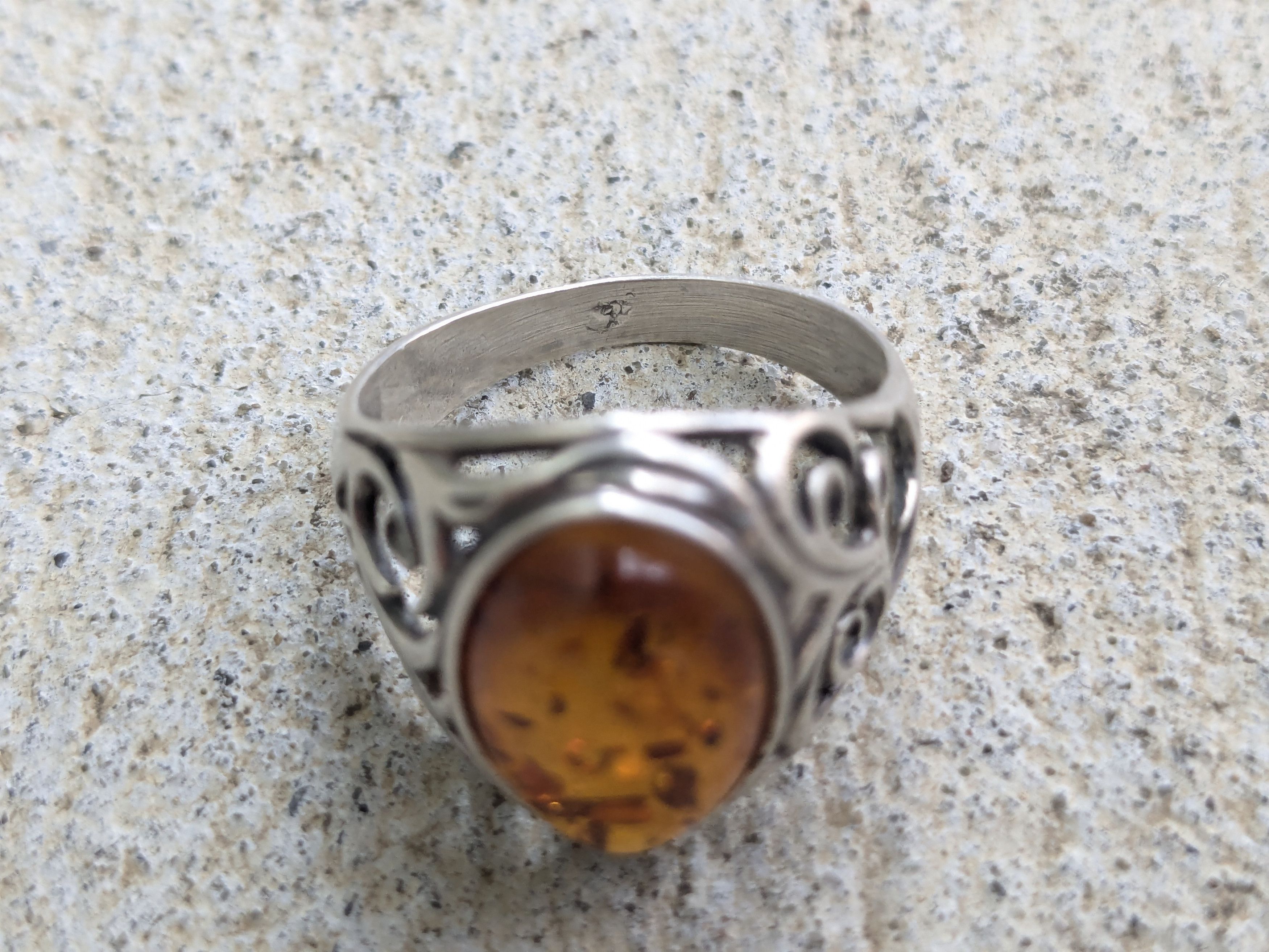 Jewelry × Sterling Silver Vintage Sterling Silver Ring Amber 8.75 Minimalist Oval Size ONE SIZE - 9 Thumbnail