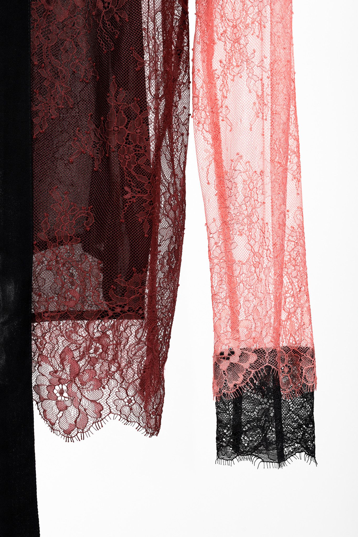 TWINSET Twinset Burgundy & Pink Lace Ruffle Tie-Neck Blouse Size S / US 4 / IT 40 - 6 Thumbnail
