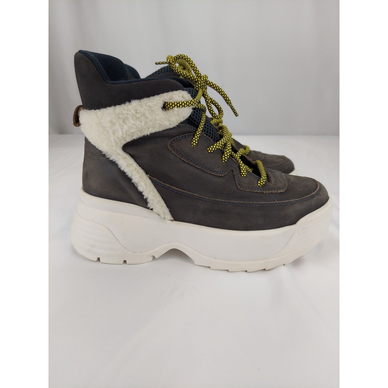 Free People Free People Luca Hikers Faux Fur Gray Wedge Suede Boot 9 NEW Size US 9 / IT 39 - 1 Thumbnail