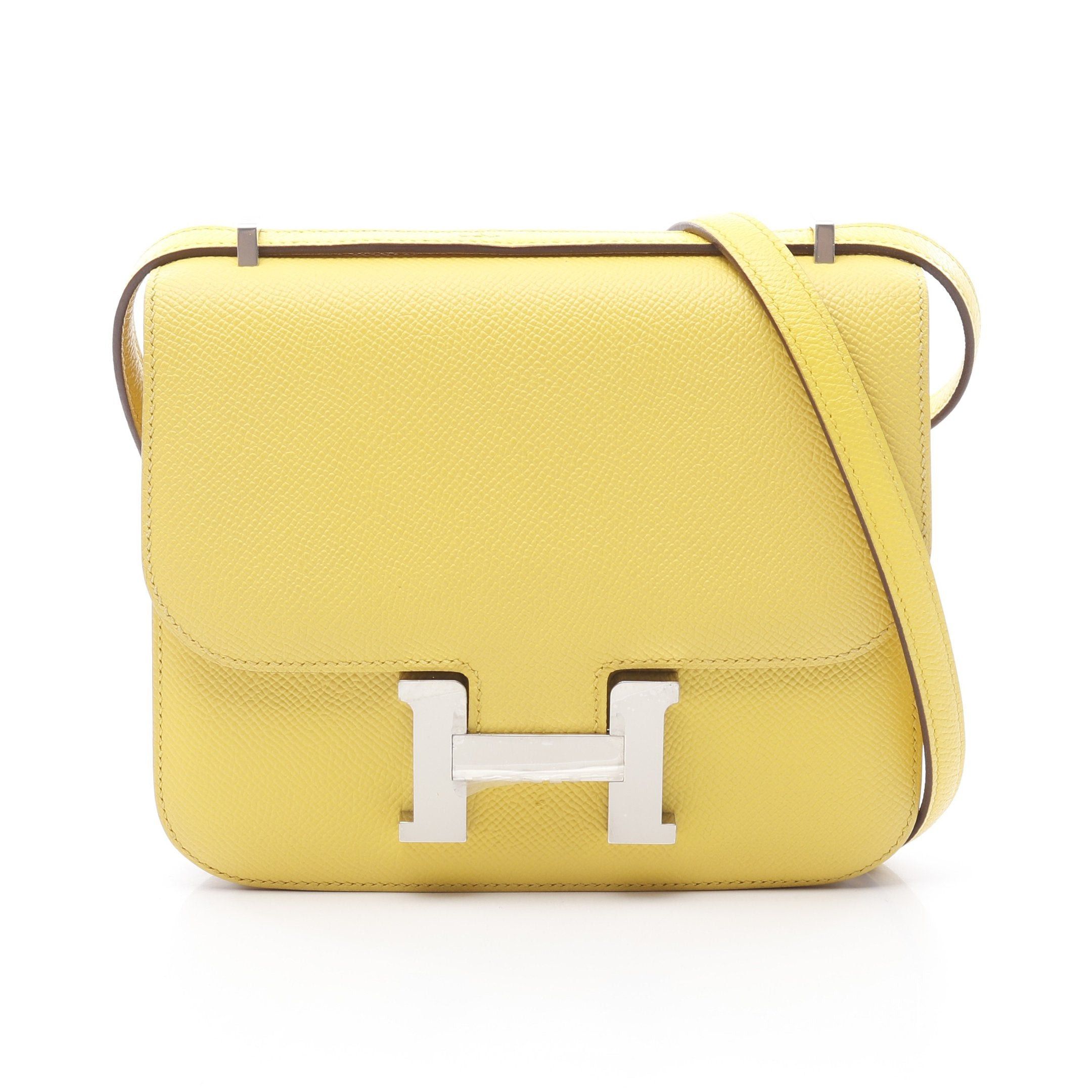 Hermes Constance 3 Mini Miroir Jaune Naple Shoulder Bag Veau Epsom Yellow Silver Hardware B Stamp, Women's