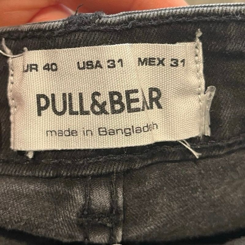 Pull & Bear Pull & Bear Skinny Jeans High Rise Distressed Black Size 31 Size 31" - 7 Thumbnail