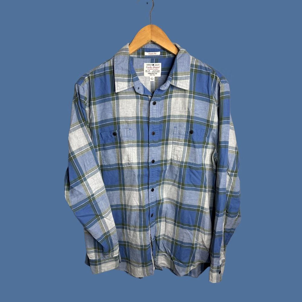 Lucky Brand Lucky Brand Shirt Mens Large Blue Plaid Classic Fit Button Front Casual Size US L / EU 52-54 / 3 - 1 Thumbnail