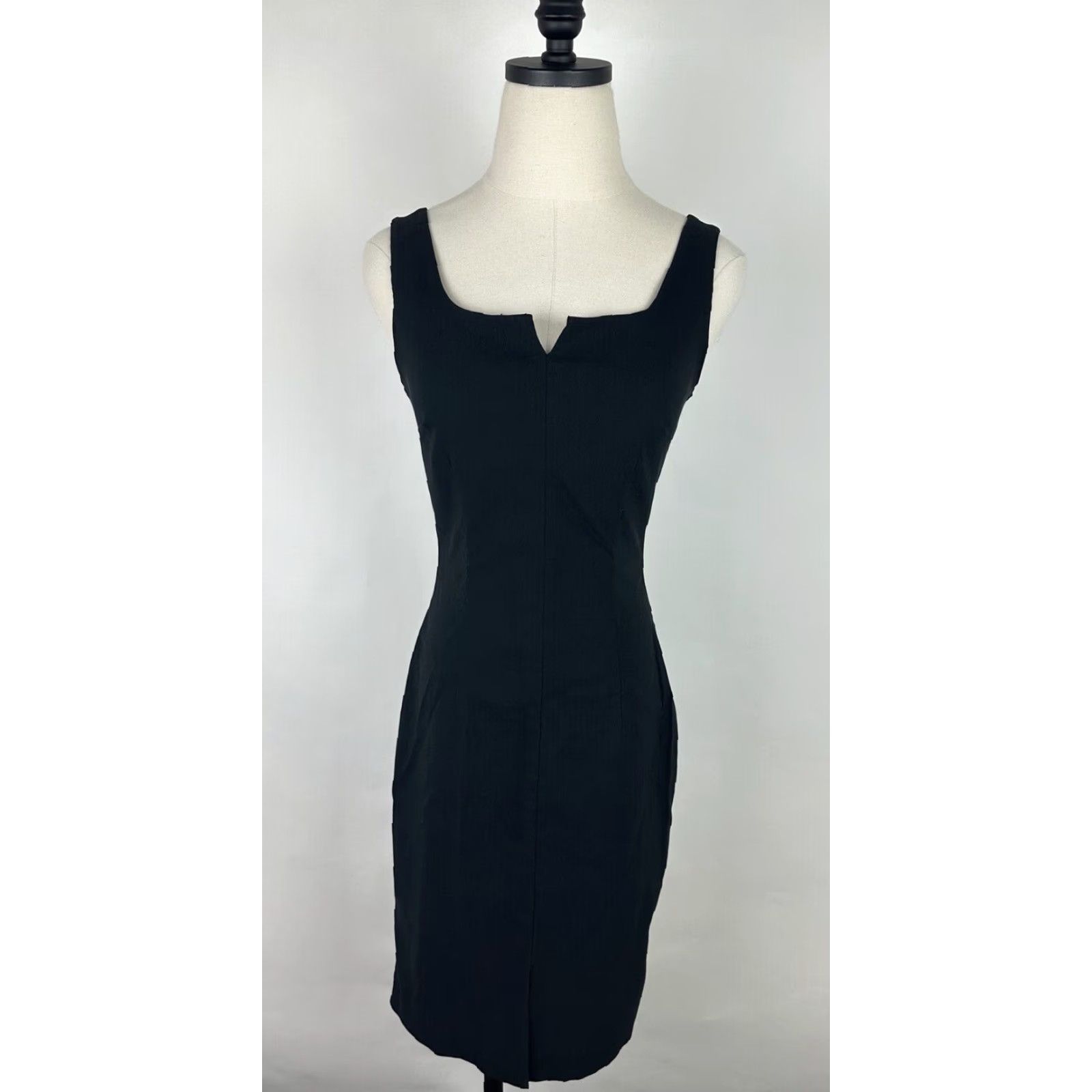 VINTAGE Express Womens XS Black Bodycon Dress Knee Length Sleeveless Square  Neck 90s Sheath Light Stretch - ilac.rochib.com