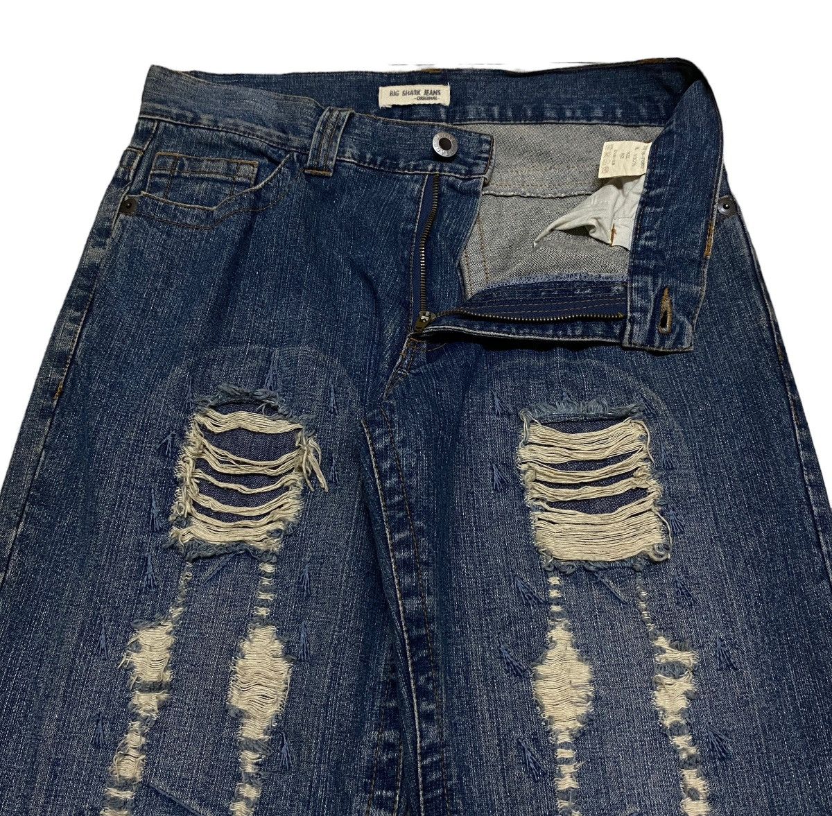 If Six Was Nine × Japanese Brand Rare Design Vintage Brand Big Shark Distressed Jeans 2000s Size US 33 - 6 Thumbnail