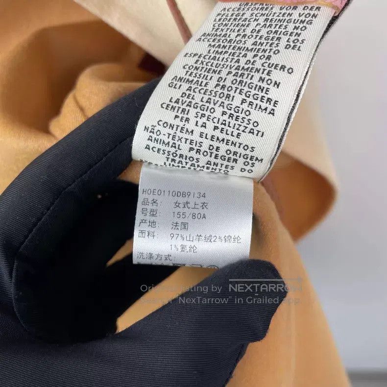 Hermes Hermes Khaki Full Cashmere and Leather Patch Cloak Coat Size XXS / US 00 / IT 34 - 7 Thumbnail