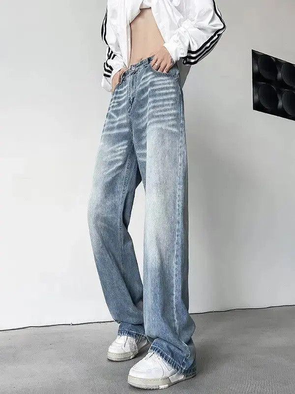 Japanese Brand Retro loose straight leg wide leg jeans Size US 32 / EU 48 - 2 Thumbnail