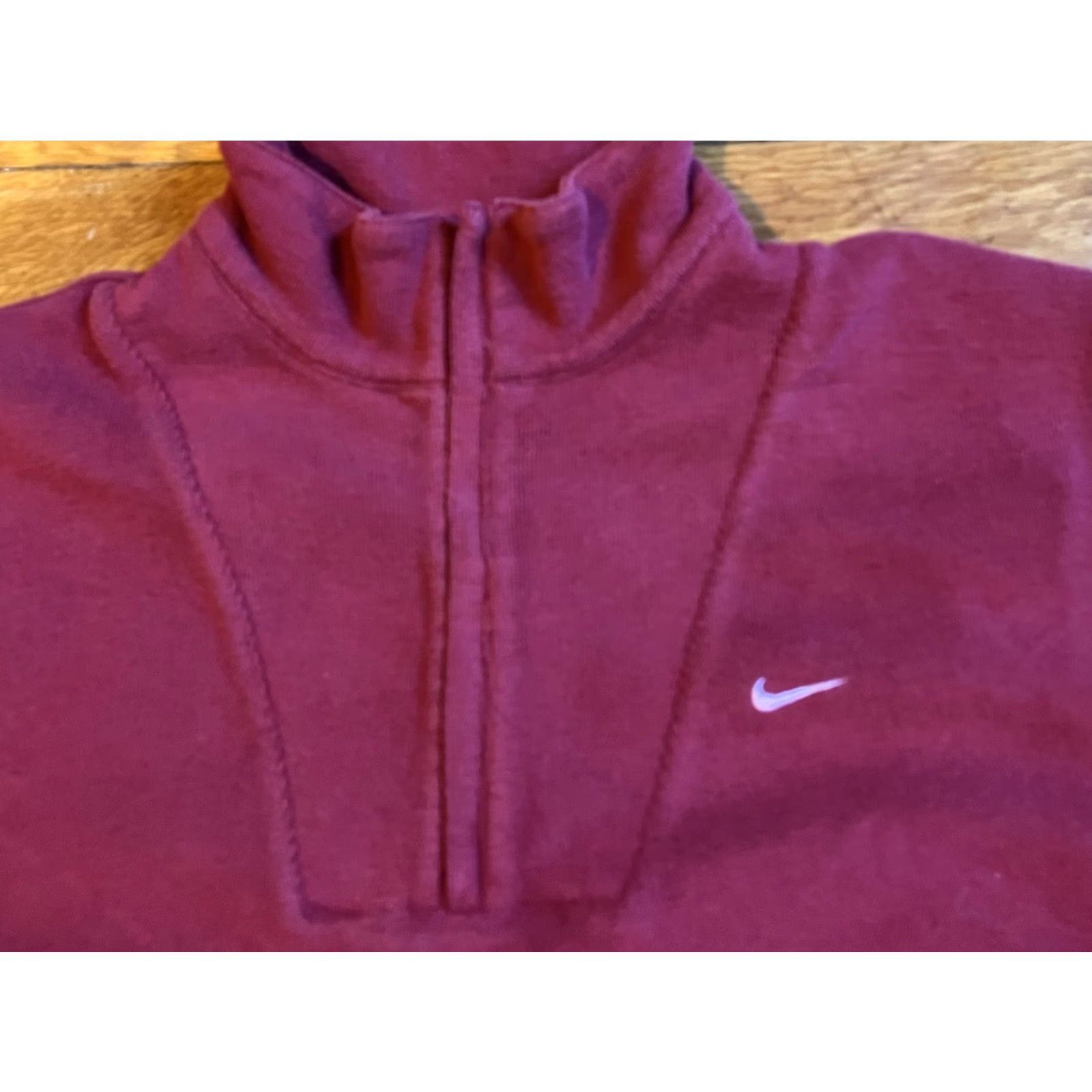 Nike VINTAGE Nike Tennis 1/4 Zip Sweater Mens M Maroon 90s Sports Nike Shirt Long Sleeve Zip Mock Neck Fleece Cotton Blend Polyester Embroidered Logo Size US M / EU 48-50 / 2 - 3 Thumbnail