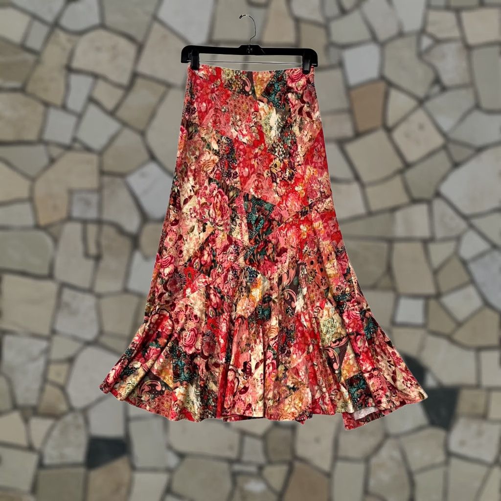 Pinko NWT Peruvian Connection Florissima Skirt XS Red Pink Floral Patchwork Maxi Women’s Size XS Size 26" / US 2 / IT 38 - 1 Thumbnail