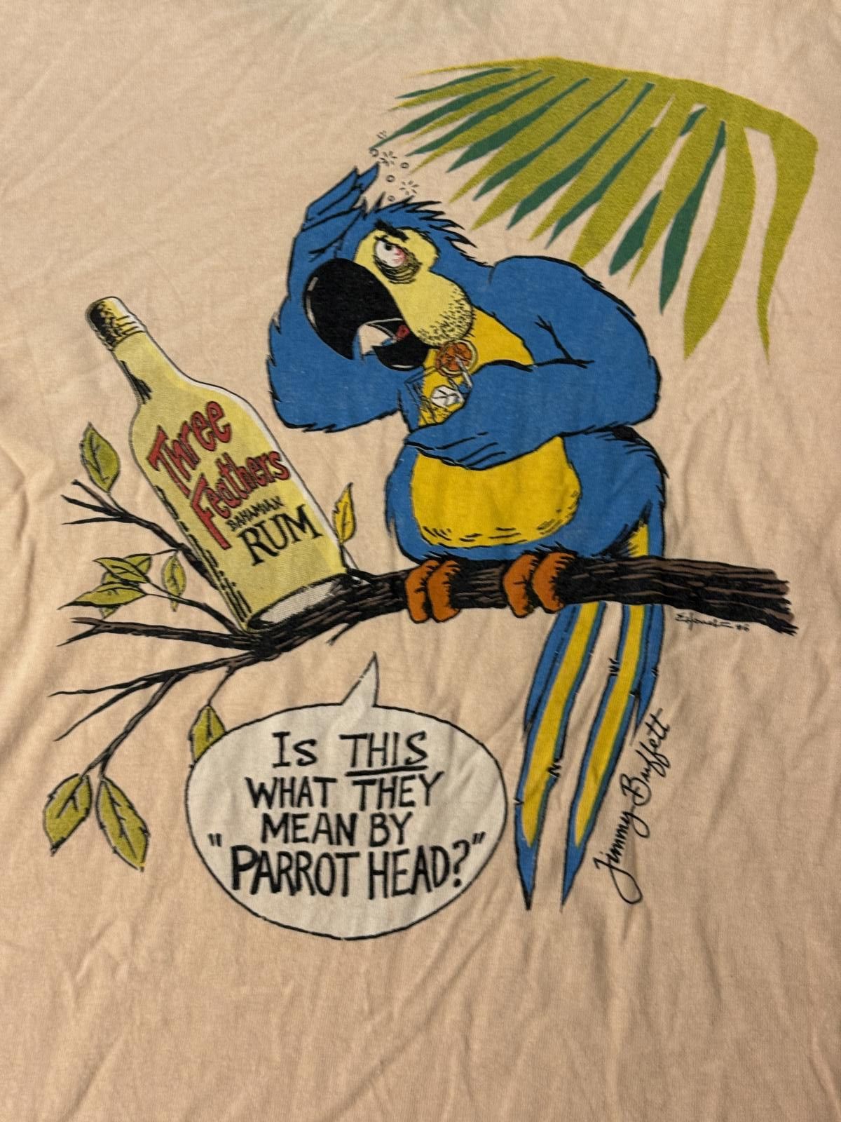 Designer VTG Jimmy Buffet T-shirt 1986 Wasted Away 3 Feathers Rum XL Size US XL / EU 56 / 4 - 7 Thumbnail