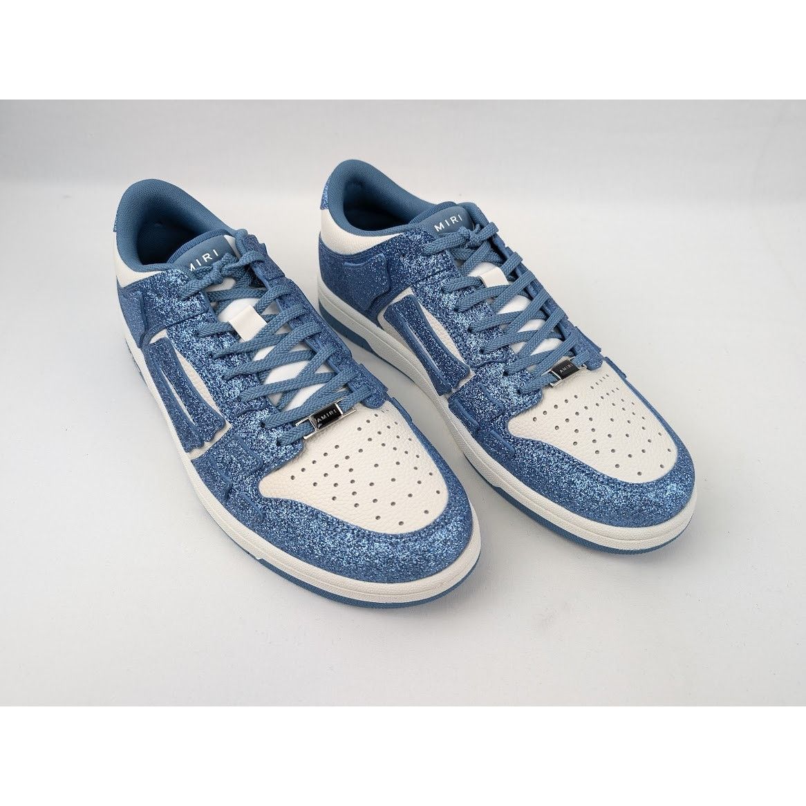 Amiri o1rshd1 Shimmer Skeleton Top Low Sneakers in White/Blue Size US 12 / EU 45 - 2 Thumbnail