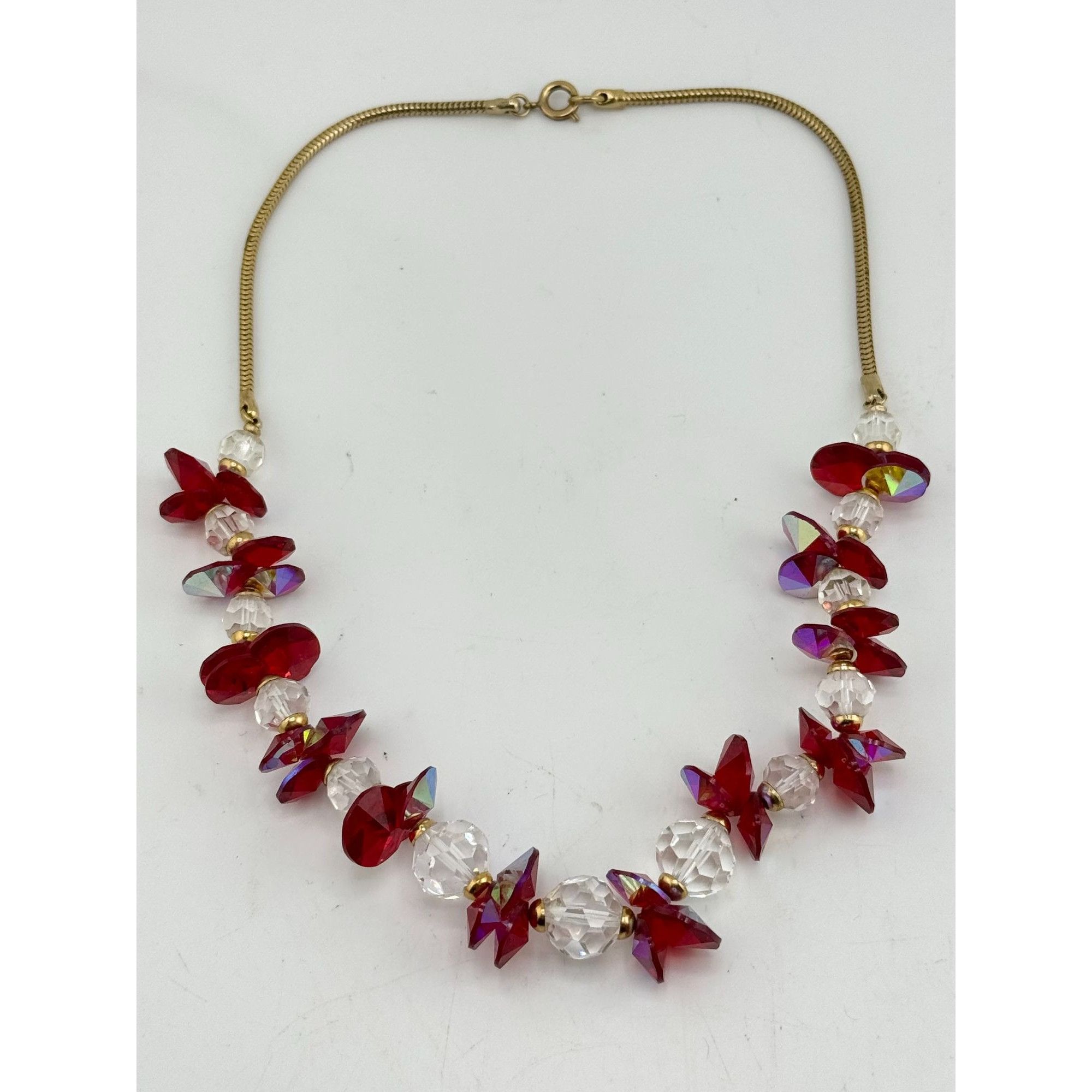 Vintage Vintage red crystal beaded collar necklace Size ONE SIZE - 1 Thumbnail