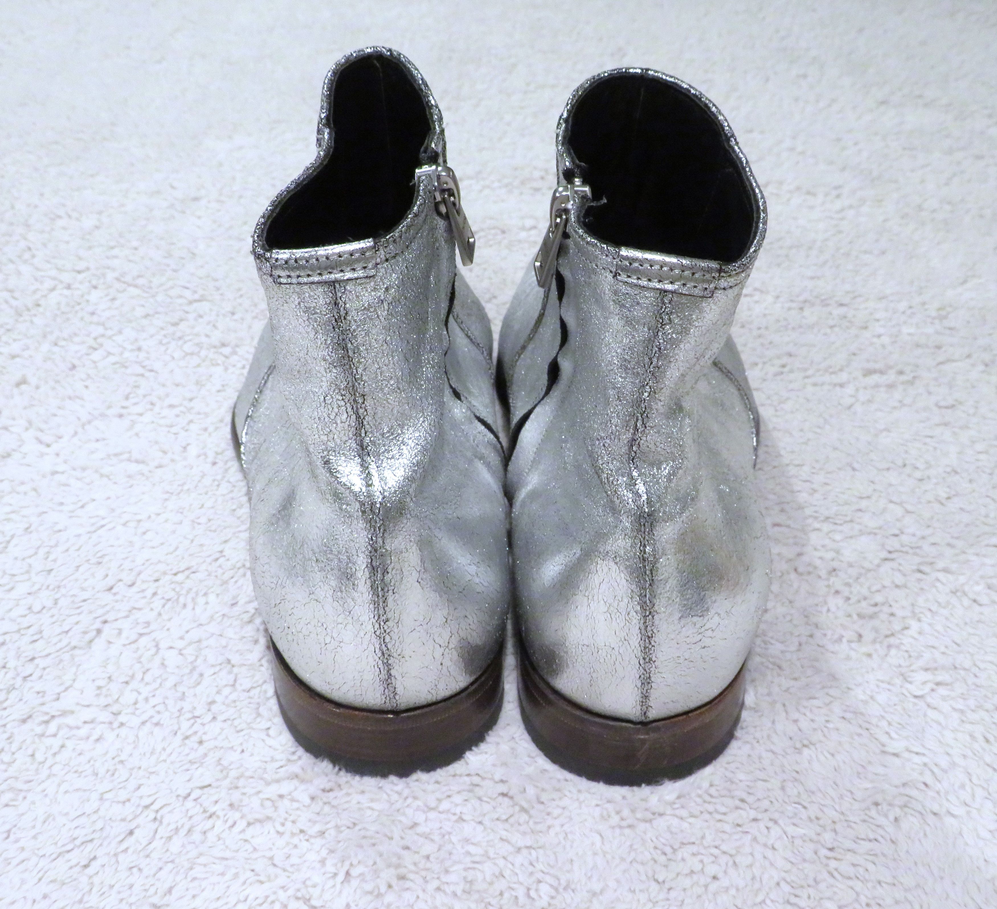Tom Ford Edgar Silver Metallic Leather Side Zip Ankle Boots 9 T Size US 9 / EU 42 - 9 Thumbnail