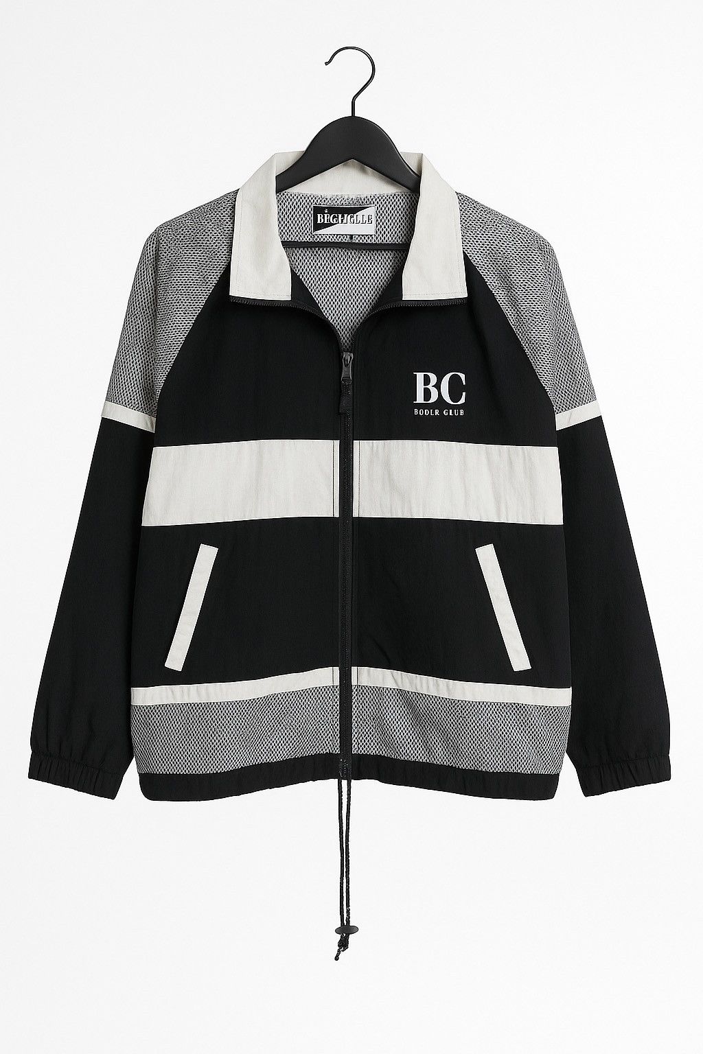 Bugle Boy Vintage Bugle Club Windbreaker | 90s Unisex Black & White Size US L / EU 52-54 / 3 - 1 Thumbnail