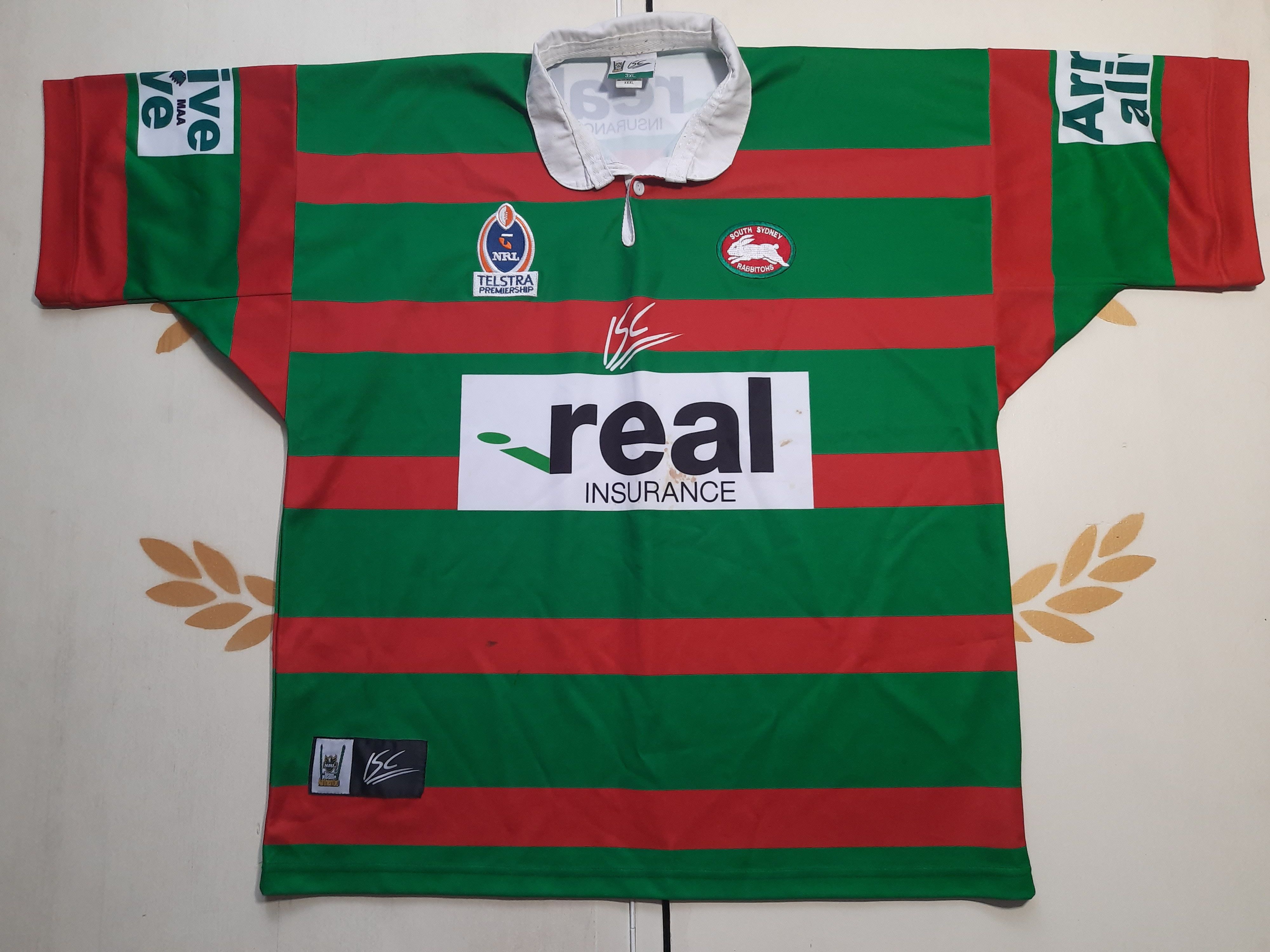 image of Jersey x Vintage Isc South Sydney Rabbitohs Rugby Shirt Vintage 2005 in Red/Green, Men's (Size 2XL)