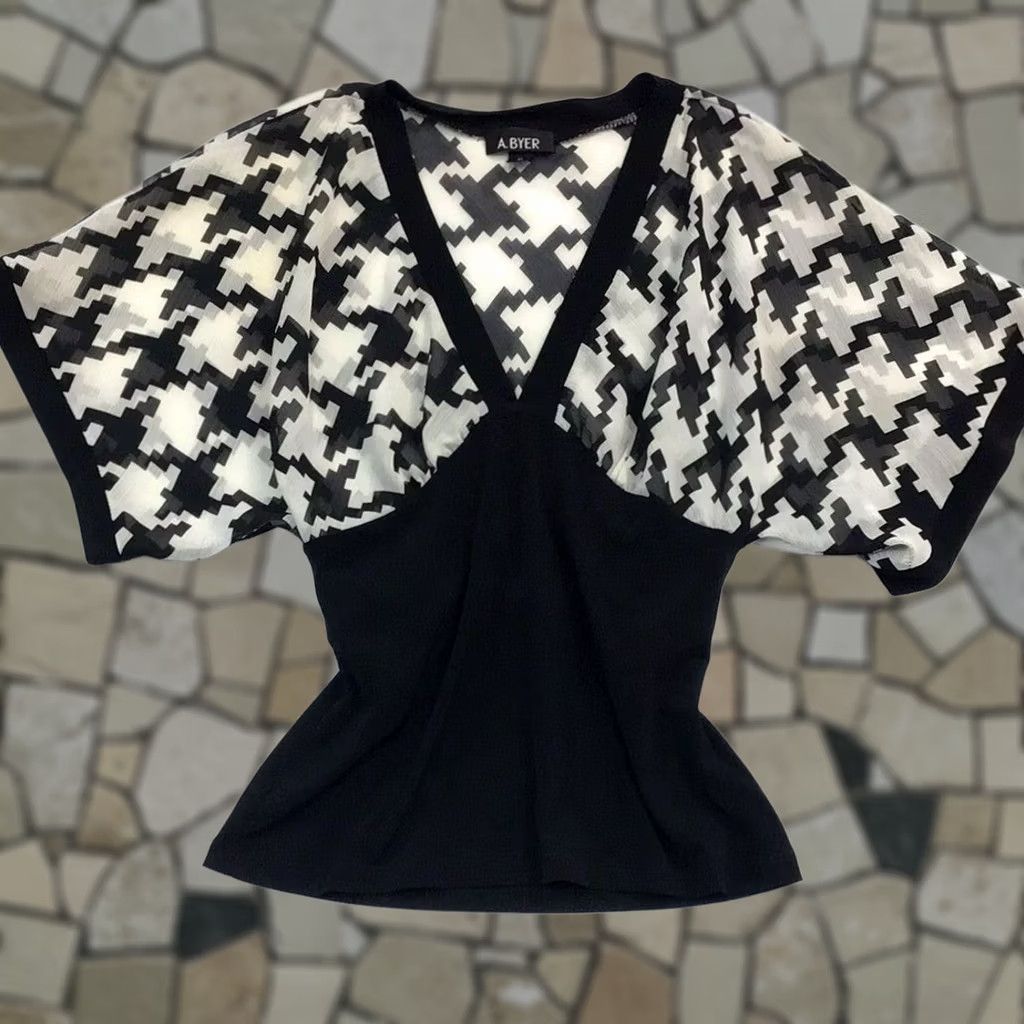 Vintage A.Byer Women’s shirt medium Black and white cute flowy top 1353 Size M / US 6-8 / IT 42-44 - 1 Thumbnail