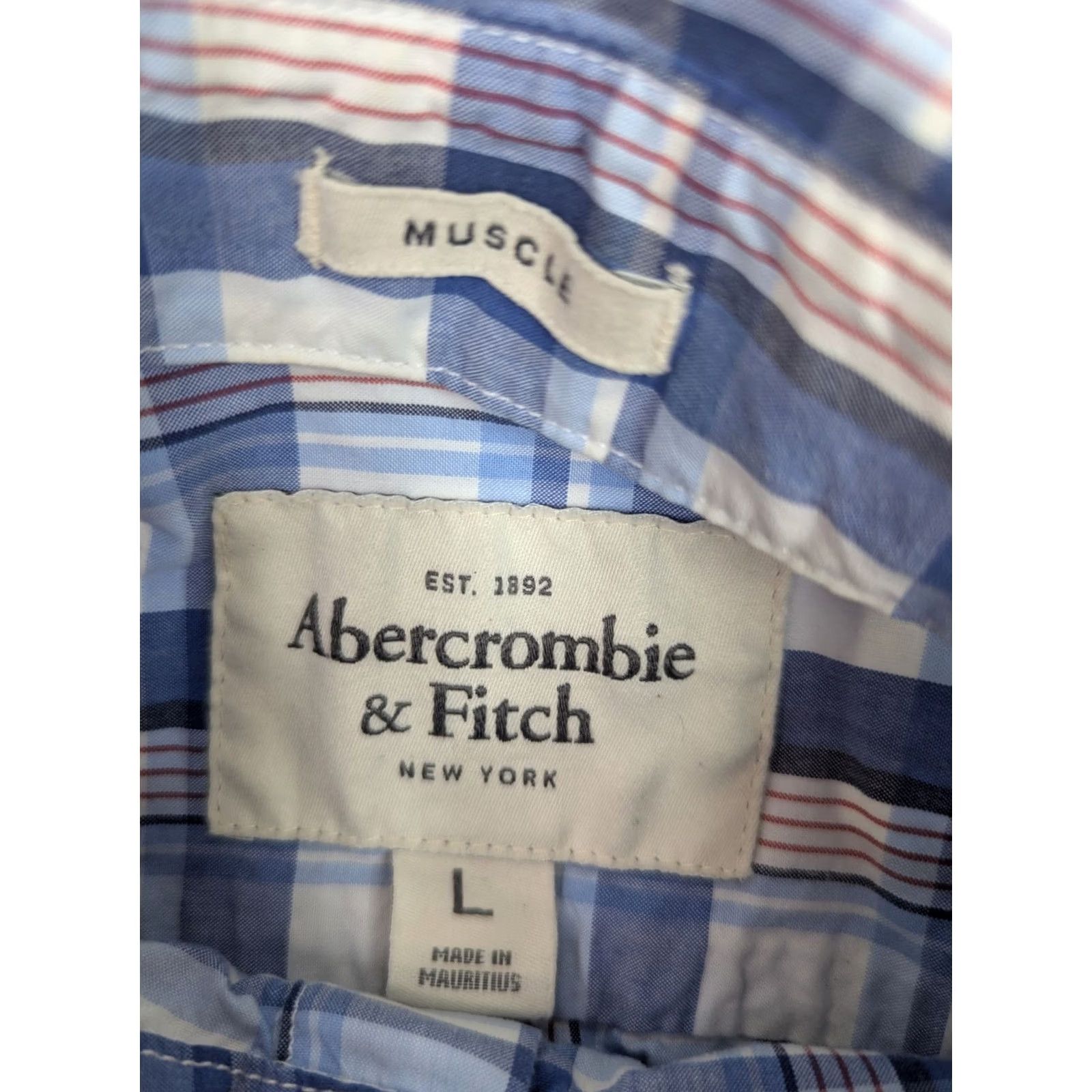 Abercrombie & Fitch Abercrombie & Fitch Shirt Men L Blue Red Plaid Muscle Y2K Long Sleeve Button-Up Vintage Size US L / EU 52-54 / 3 - 4 Thumbnail
