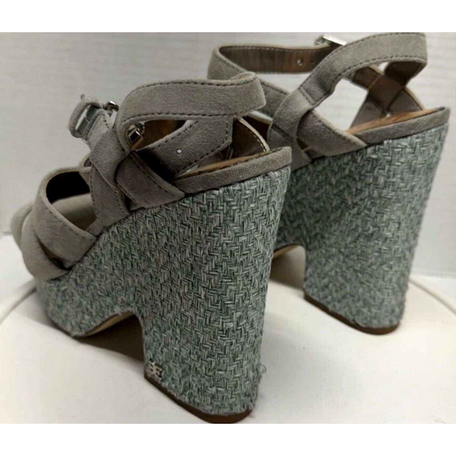 Sam Edelman Sam Edelman Liora Platform Heels Women 5.5M 35.5 Gray Open straps Buckles 5" Size US 4 / IT 34 - 6 Thumbnail