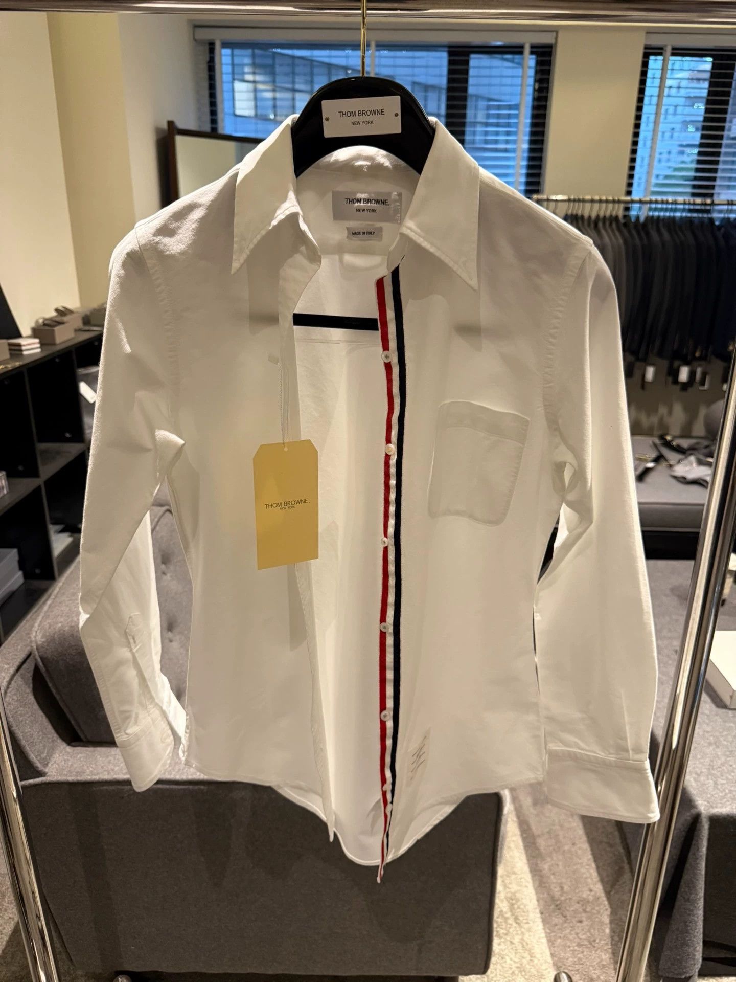 Thom Browne TB Women's Classic Tricolor Placket White Shirt Size40 Size S / US 4 / IT 40 - 1 Thumbnail