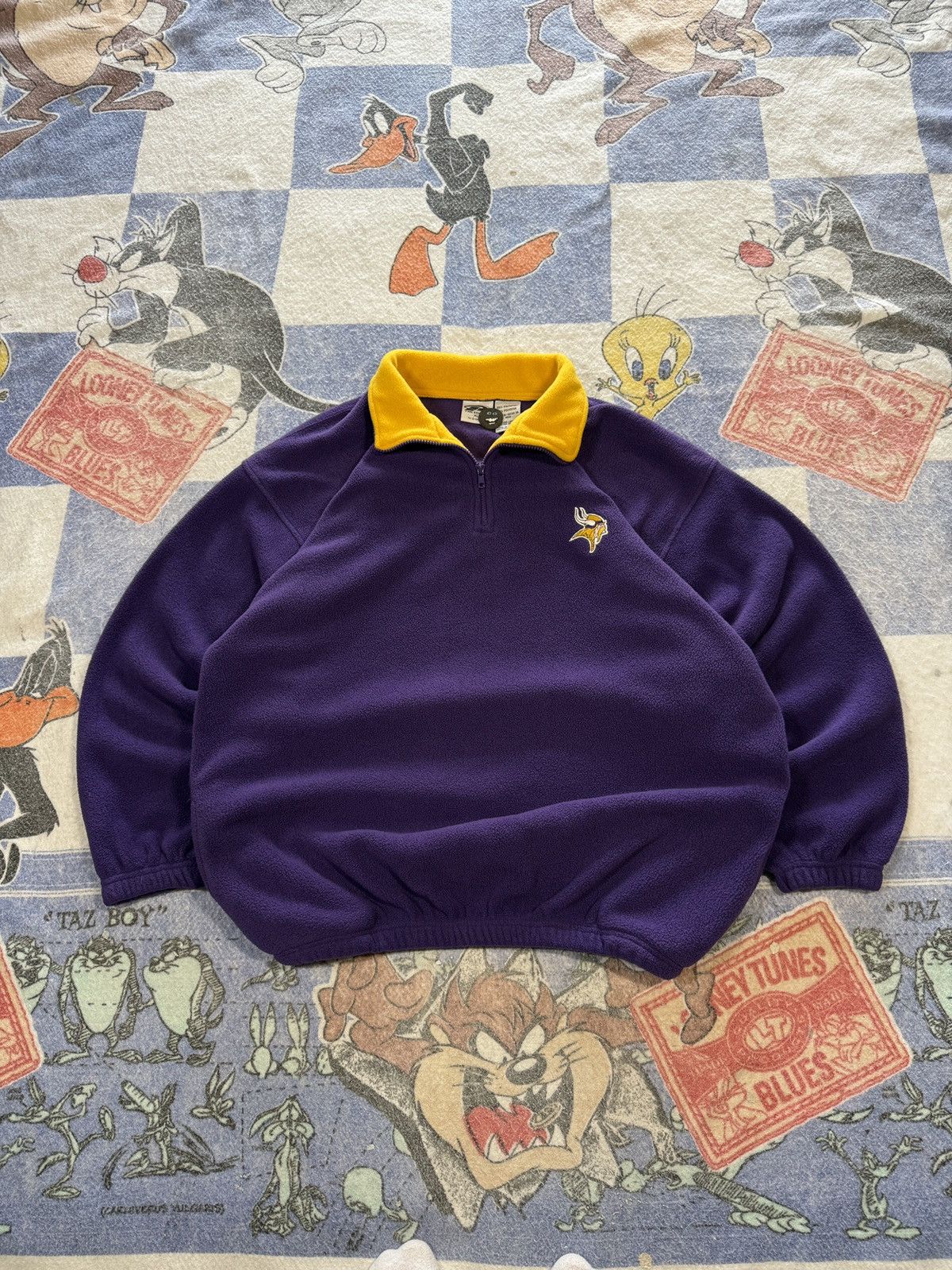 NFL Vintage minnesota vikings fleece pullover Size US XL / EU 56 / 4 - 1 Thumbnail