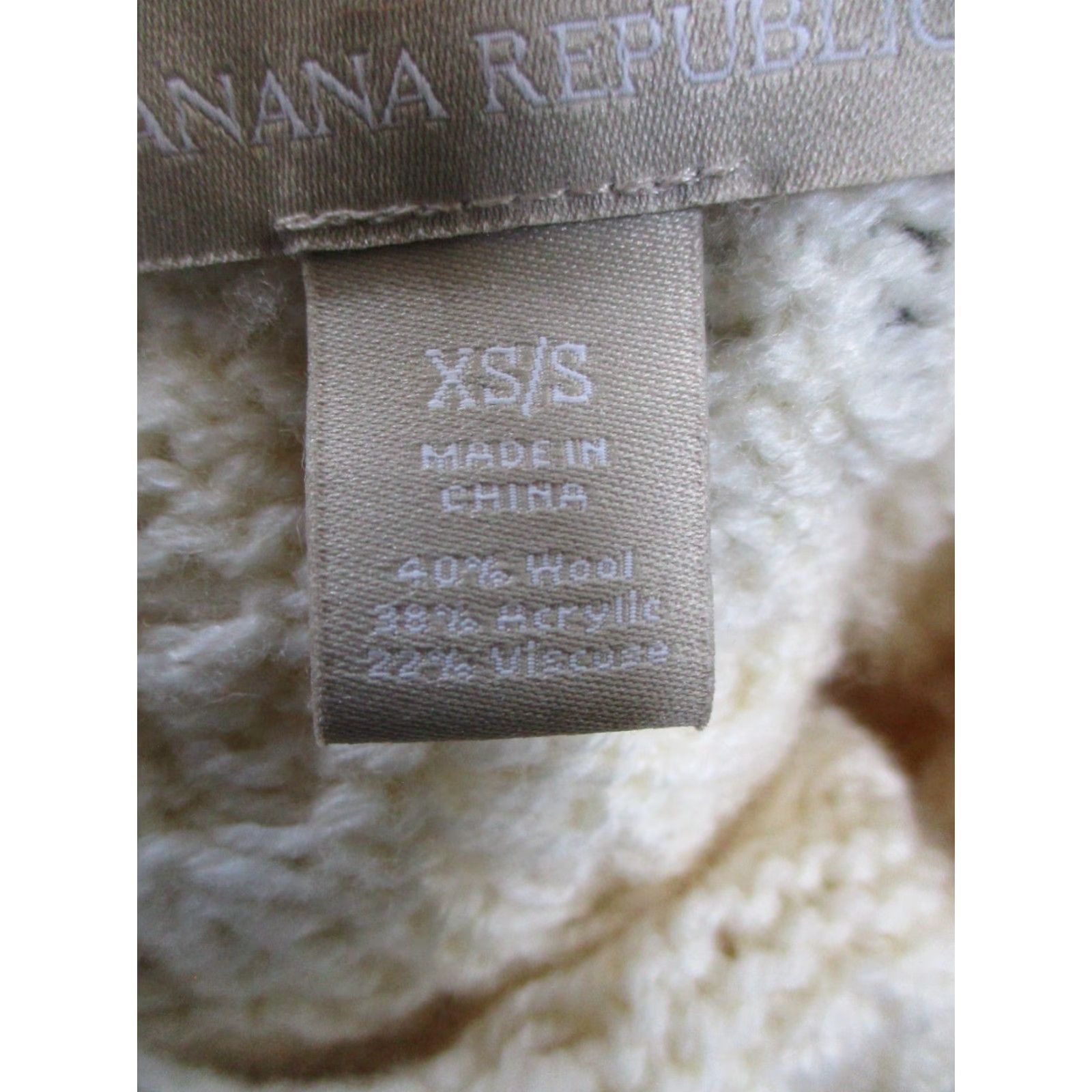 Banana Republic VINTAGE Banana Republic Women's Sweater Pullover XS Ivory Wool Blend Knit Turtleneck Casual Fall Winter Size XS / US 0-2 / IT 36-38 - 4 Thumbnail