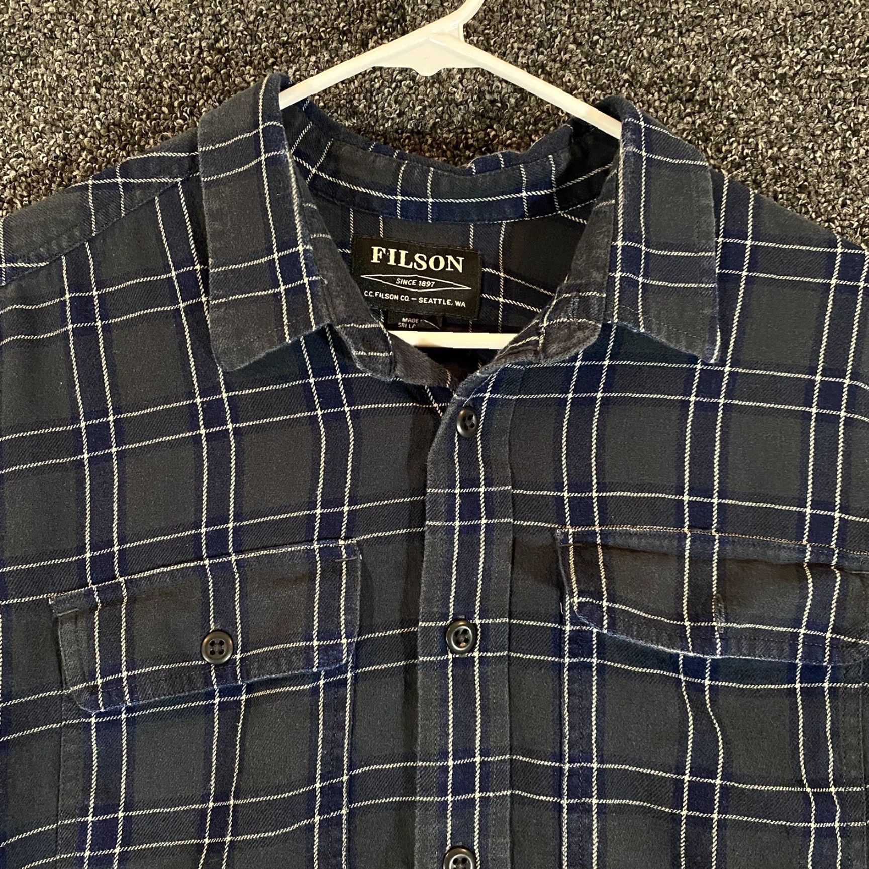 Filson VINTAGE Filson Shirt Mens Large Blue Plaid Button-Up Long Sleeve Flannel Hiking Size US L / EU 52-54 / 3 - 2 Thumbnail