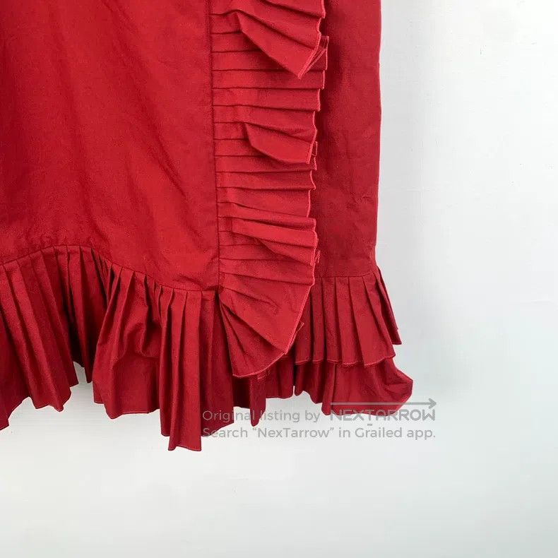 Fendi Fendi Red Tie Bow Cotton Lace Trim Sleeveless Dress Size XXS / US 00 / IT 34 - 4 Thumbnail