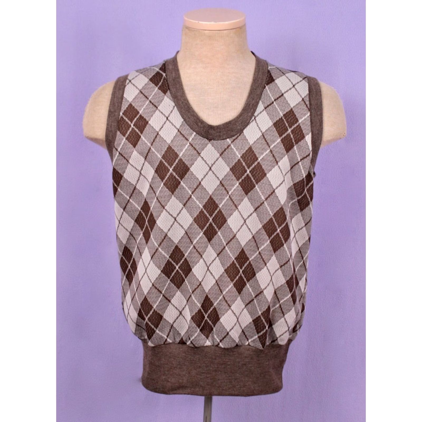 Vintage VINTAGE Mens VTG 70s 2 PC Argyle Brown Shirt & Vest Set Sz M 1970s Disco Shirt Mens Womens Size US M / EU 48-50 / 2 - 6 Thumbnail