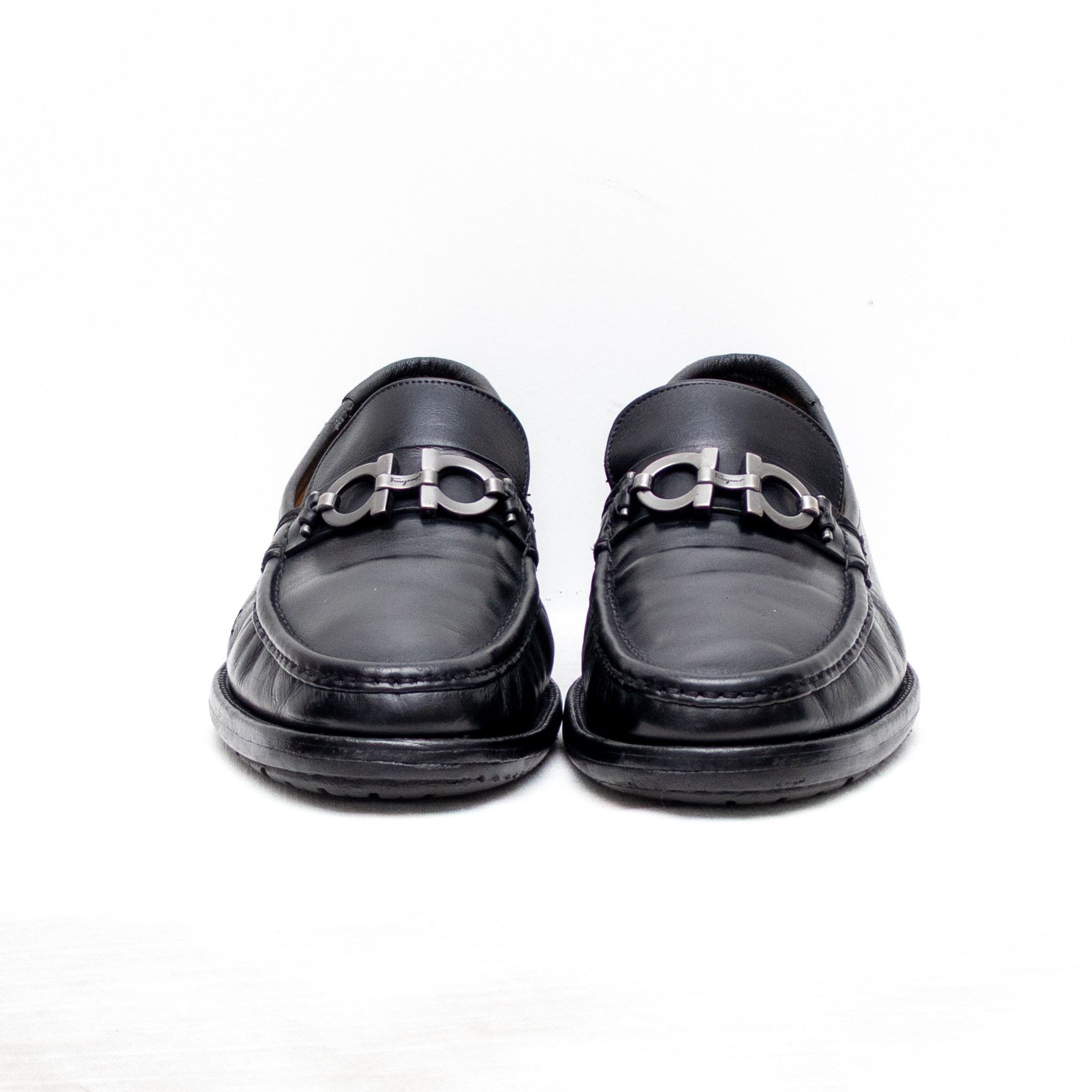 Salvatore Ferragamo SALVATORE FERRAGAMO Black Leather Lug Sole Loafers Sz 10 EE Size US 10 / EU 43 - 4 Thumbnail