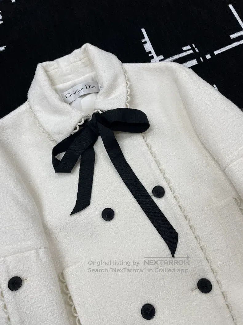 Dior Dior White bow double-breasted jacket Size S / US 4 / IT 40 - 2 Thumbnail