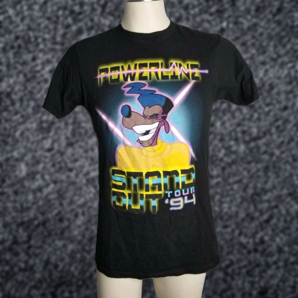 Disney VINTAGE Disney Powerline Stand Out Tour 94 T Shirt Adult Small Goofy Movie Concert Black 100% Cotton Crew Neck Graphic Tee Mens Size US S / EU 44-46 / 1 - 1 Thumbnail