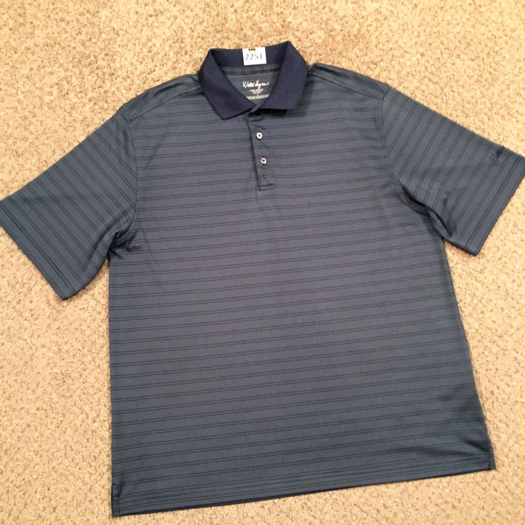 Vintage Walter Hagen Polo Shirt Mens Large Blue Striped Short Sleeve Moisture Management Shirt Size US L / EU 52-54 / 3 - 5 Thumbnail
