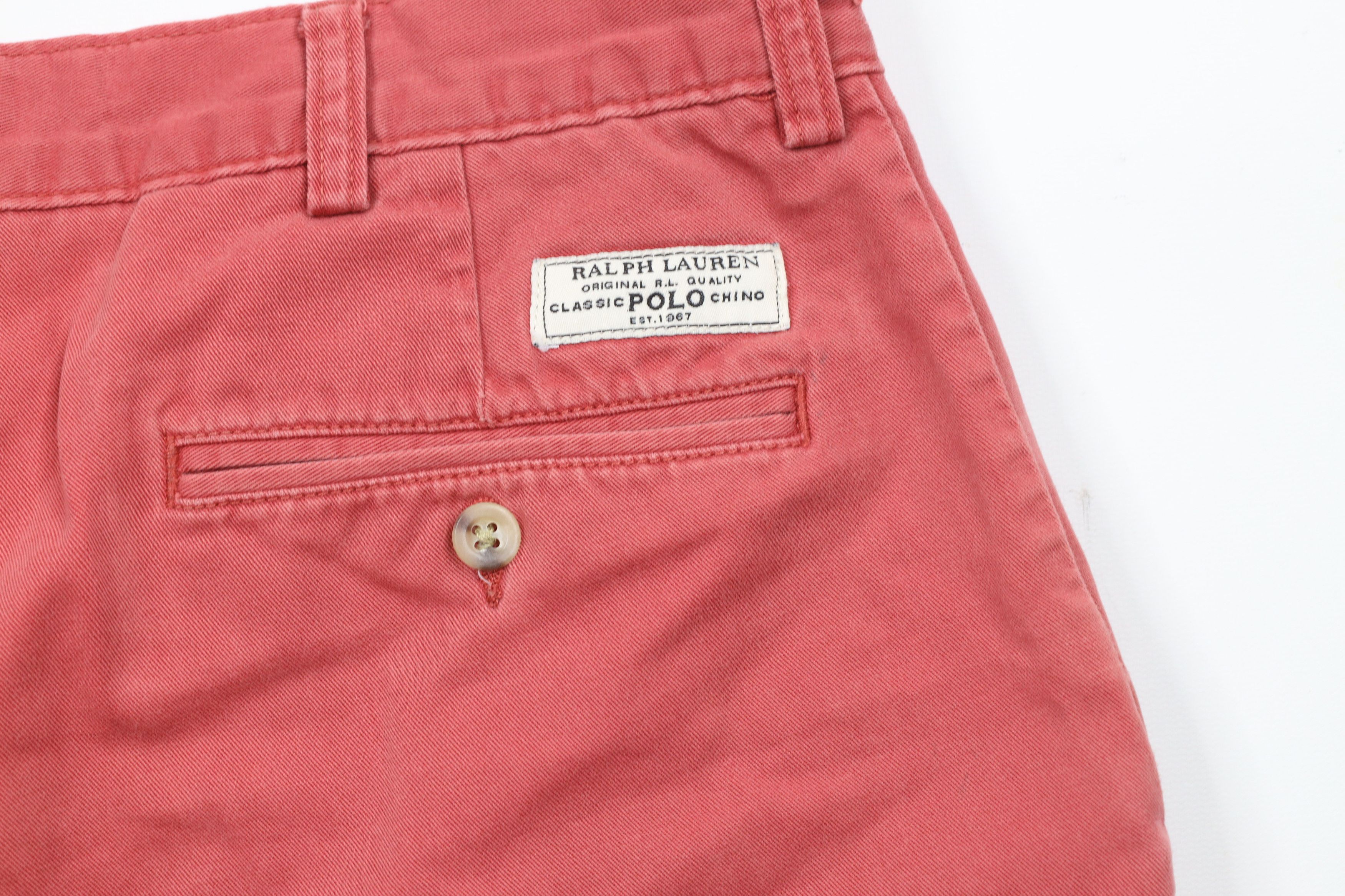 Ralph Lauren × Vintage Vintage 90s Ralph Lauren Above Knee Cotton Chino Shorts Red Size US 34 / EU 50 - 14 Thumbnail