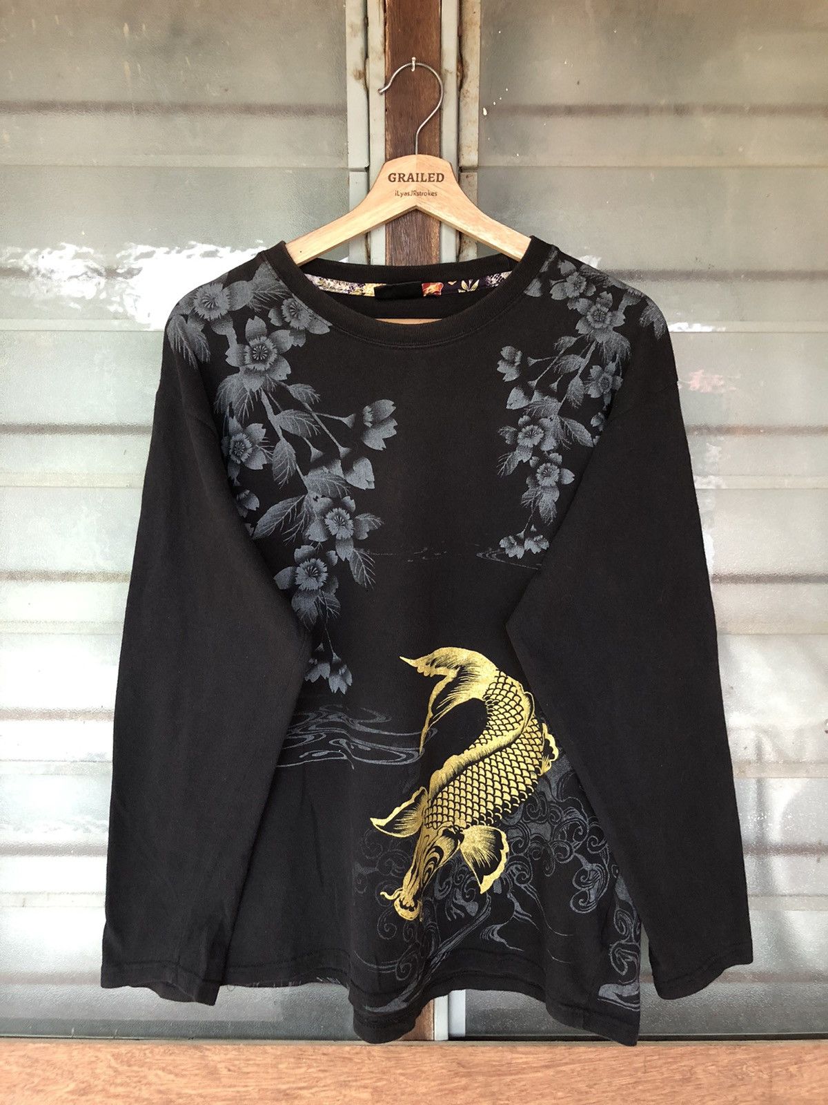 Bullet Noise Vintage Bullet Noise Sukajan Fish Gold Long Sleeve Tee Size US XL / EU 56 / 4 - 4 Thumbnail