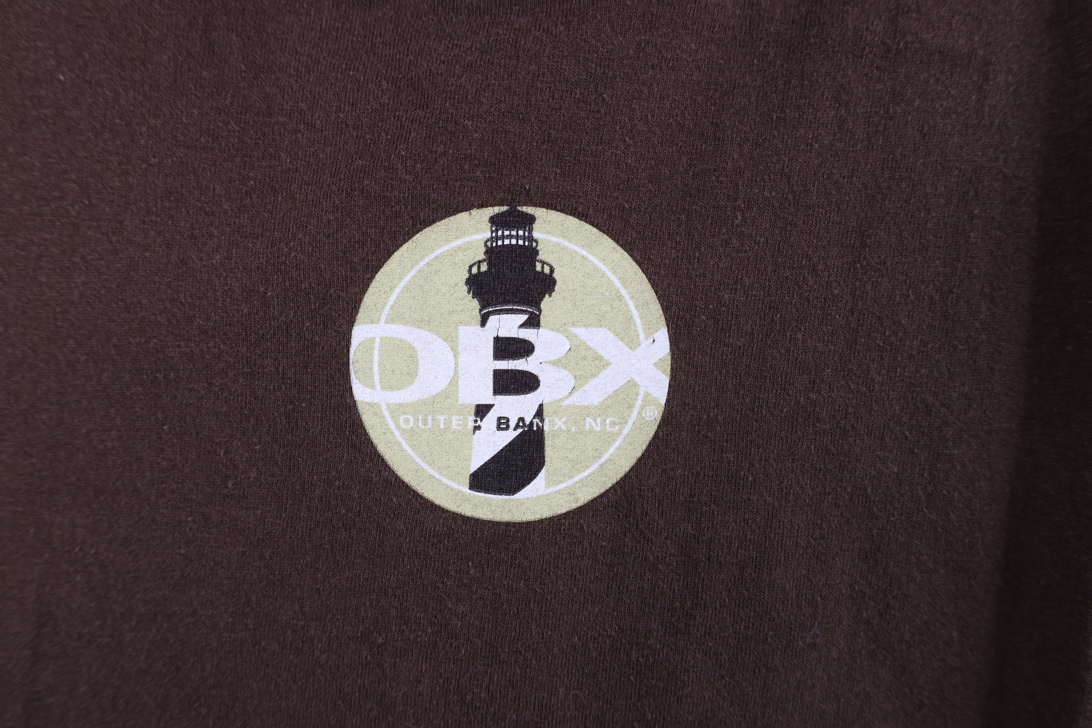 Vintage Vintage 90s Y2K Streetwear Outer Banx T-Shirt Brown Cotton Size US L / EU 52-54 / 3 - 6 Thumbnail