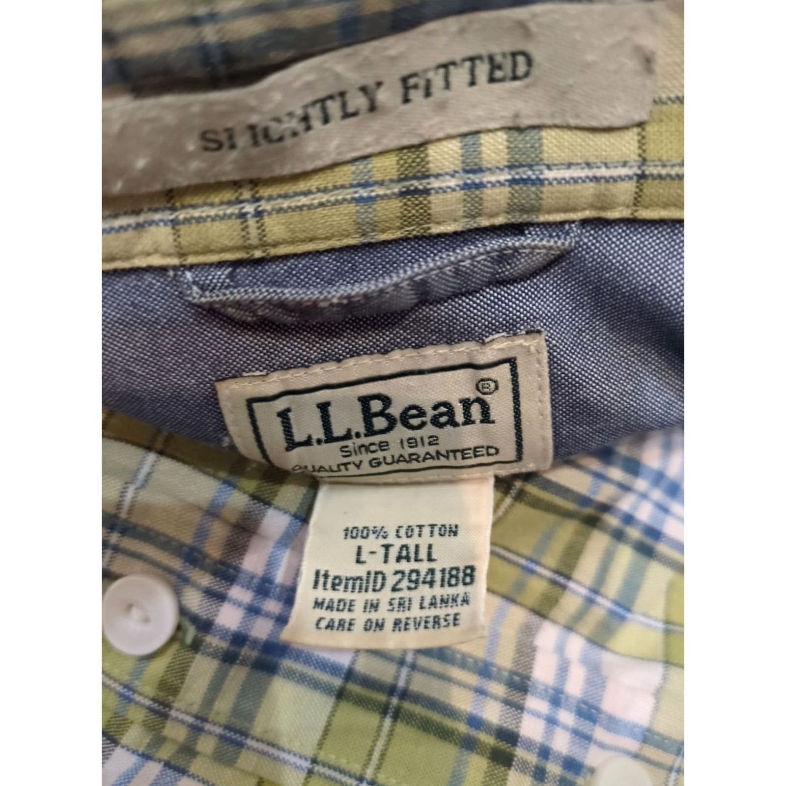 Vintage L.L. Bean Button-Up Shirt Green Plaid Large Tall Mens Shirt / Button-Down Collared Long Sleeve Cotton Spandex Size US L / EU 52-54 / 3 - 2 Thumbnail
