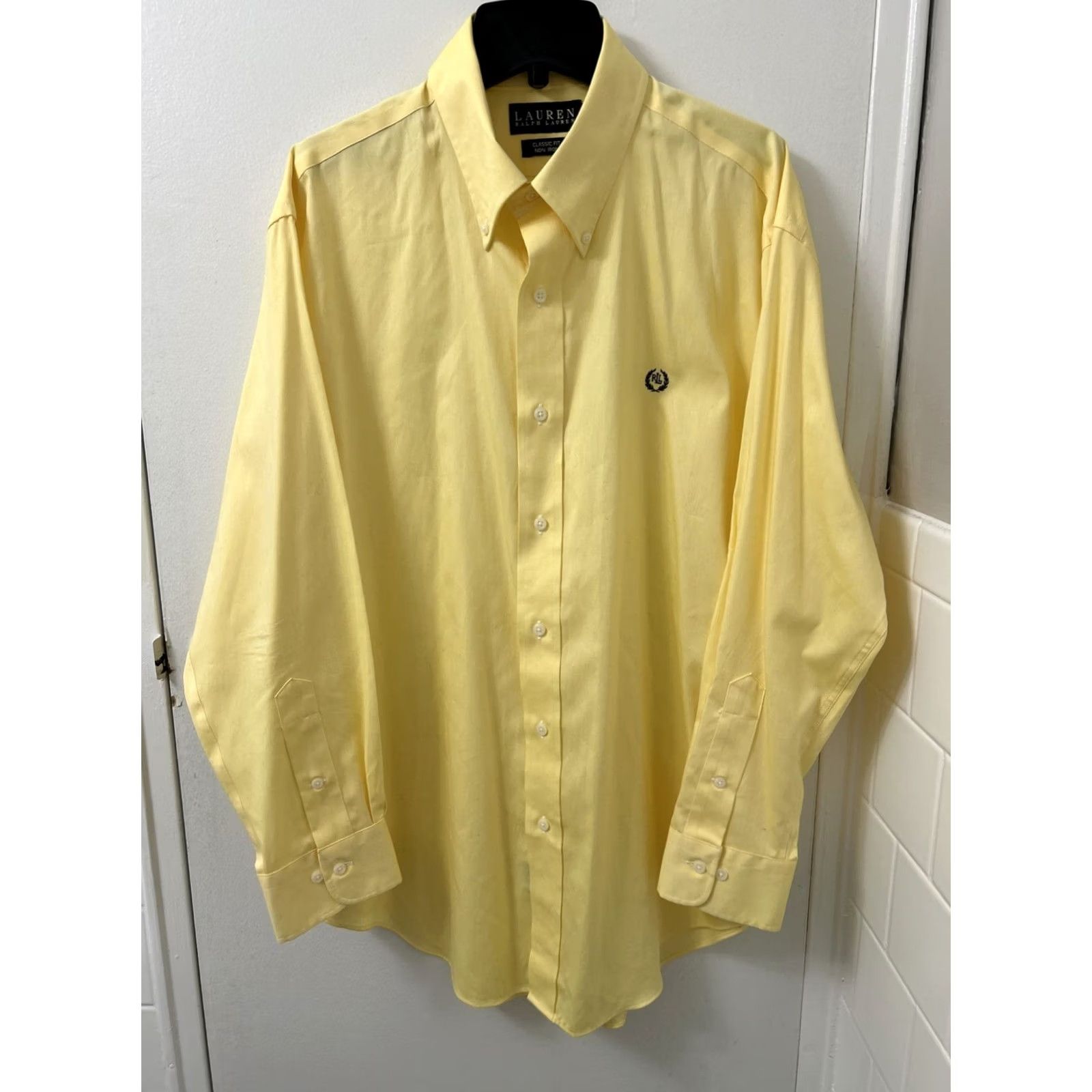 Ralph Lauren Lauren Ralph Lauren Shirt Mens 16.5 32/33 Yellow Button Down Non-Iron Classic Fit Dress Shirt Size US XL / EU 56 / 4 - 2 Thumbnail