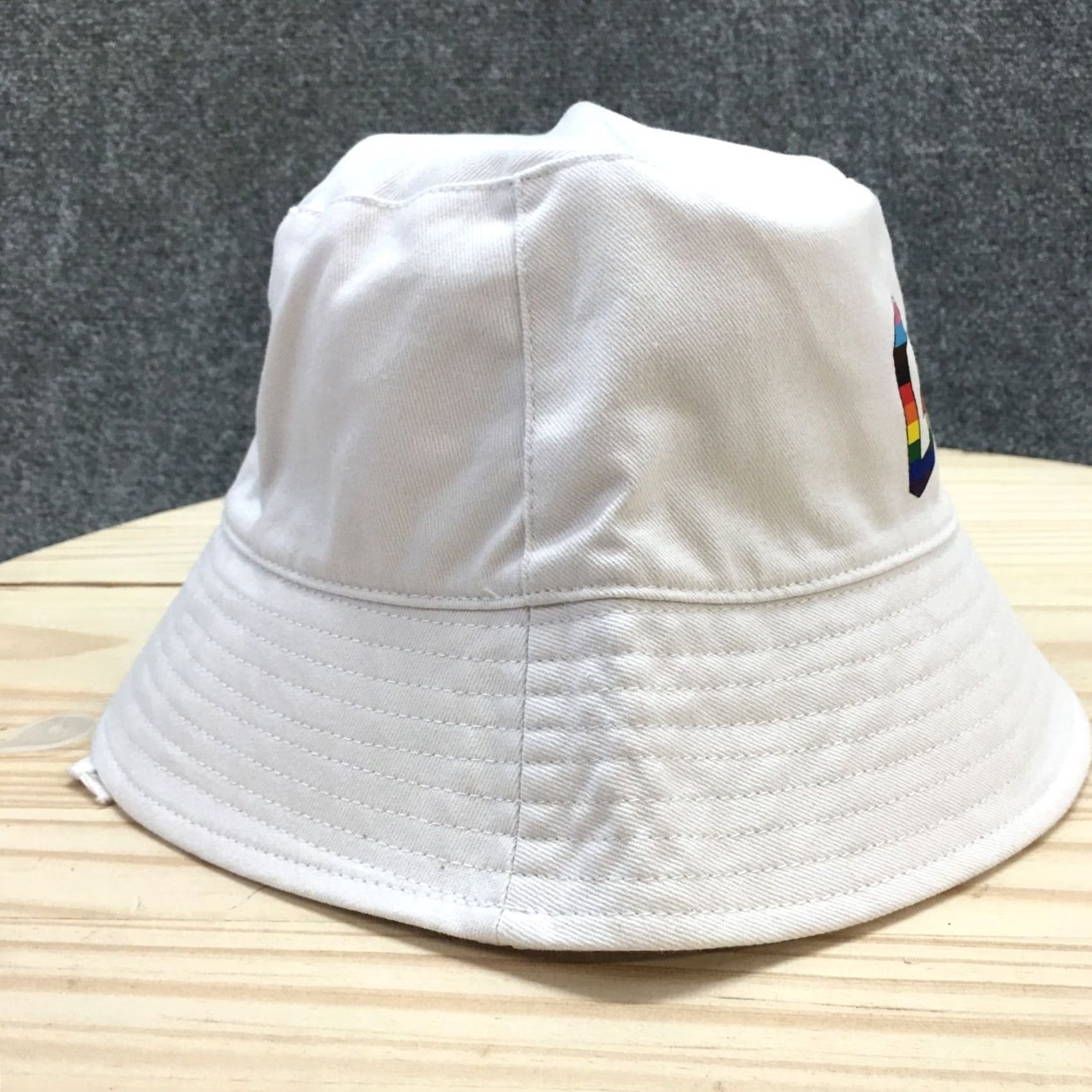 Gap GAP Pride Bucket Hat Womens One Size Optic White Cotton Rainbow Print Logo Cap Size ONE SIZE - 5 Thumbnail