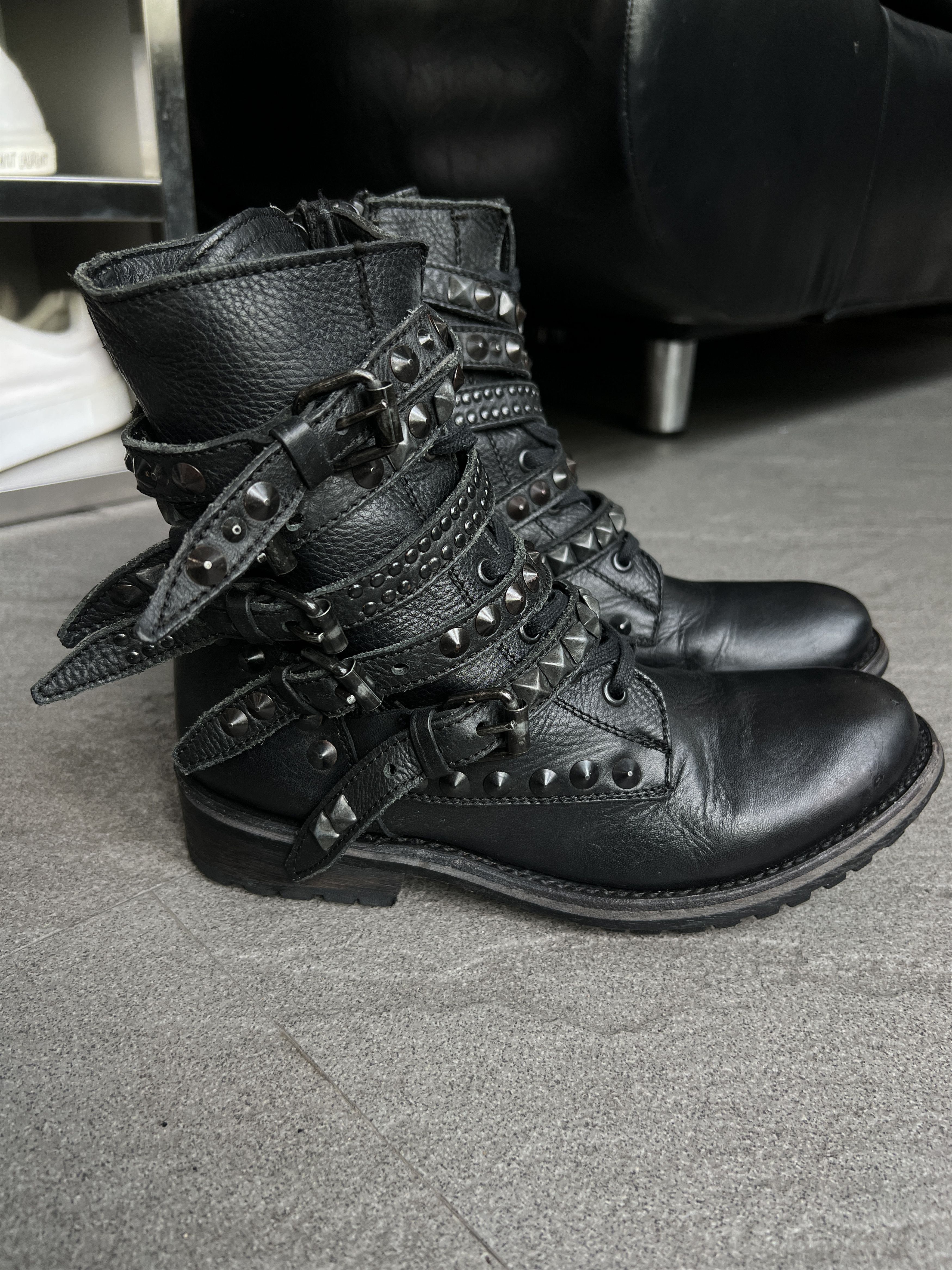 ASH ASH Punk Studded Biker Combat Boots EU40 Size US 10 / IT 40 - 3 Thumbnail
