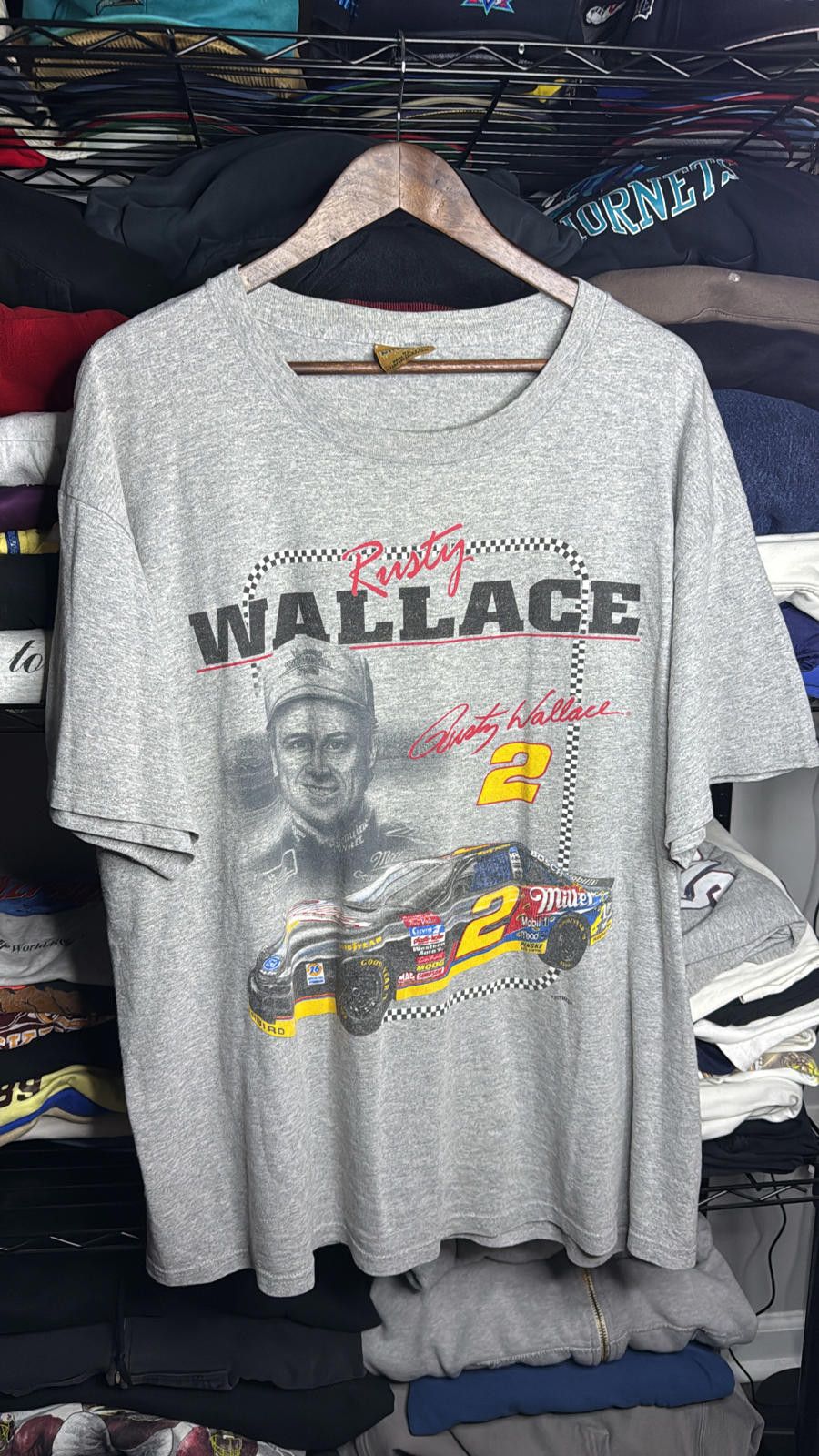 Nutmeg Vintage Rusty Wallace NASCAR T-Shirt - 1996 Schedule Size US XL / EU 56 / 4 - 1 Thumbnail