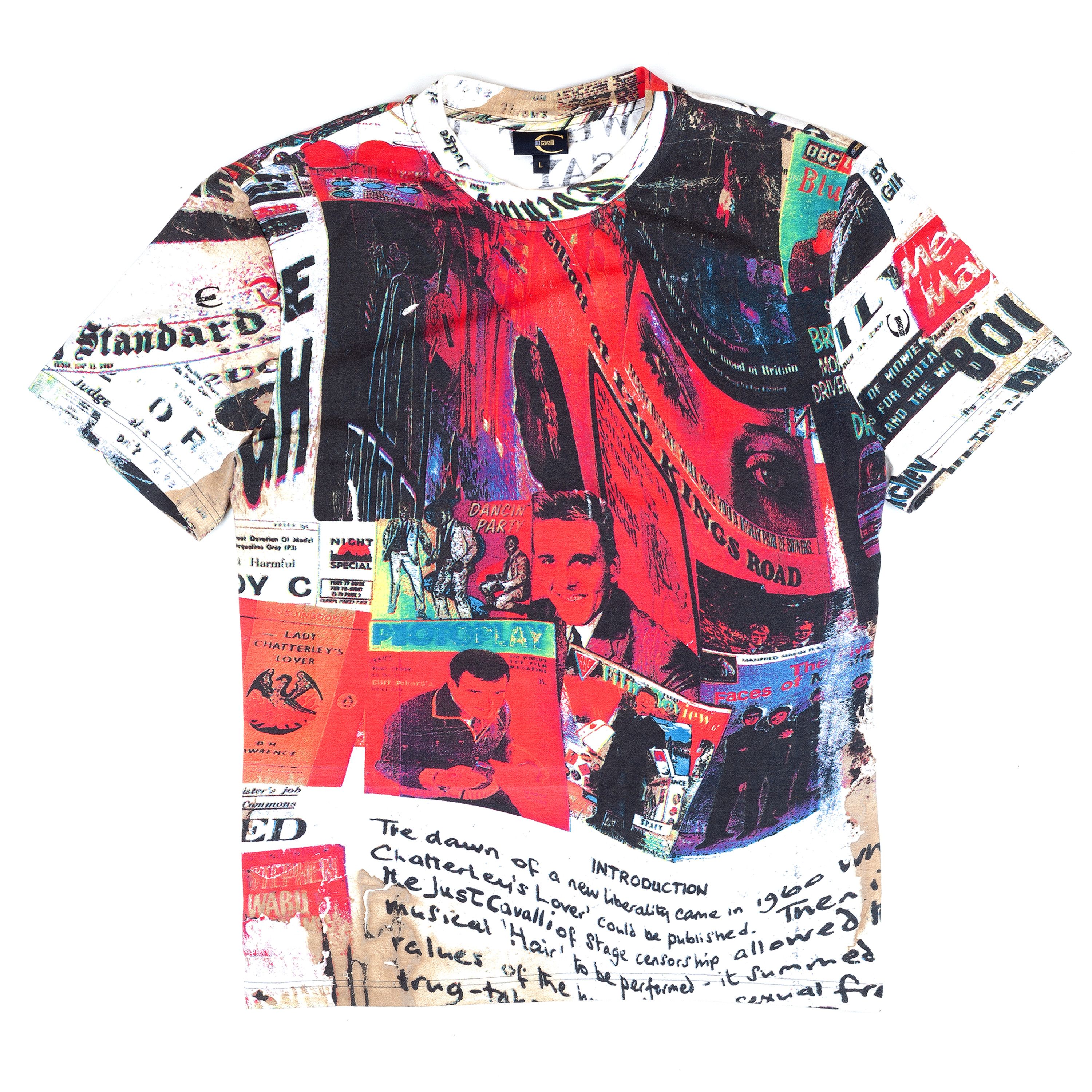 Just Cavalli × Roberto Cavalli Just Cavalli Printed News T-Shirt (L) Size US L / EU 52-54 / 3 - 1 Thumbnail