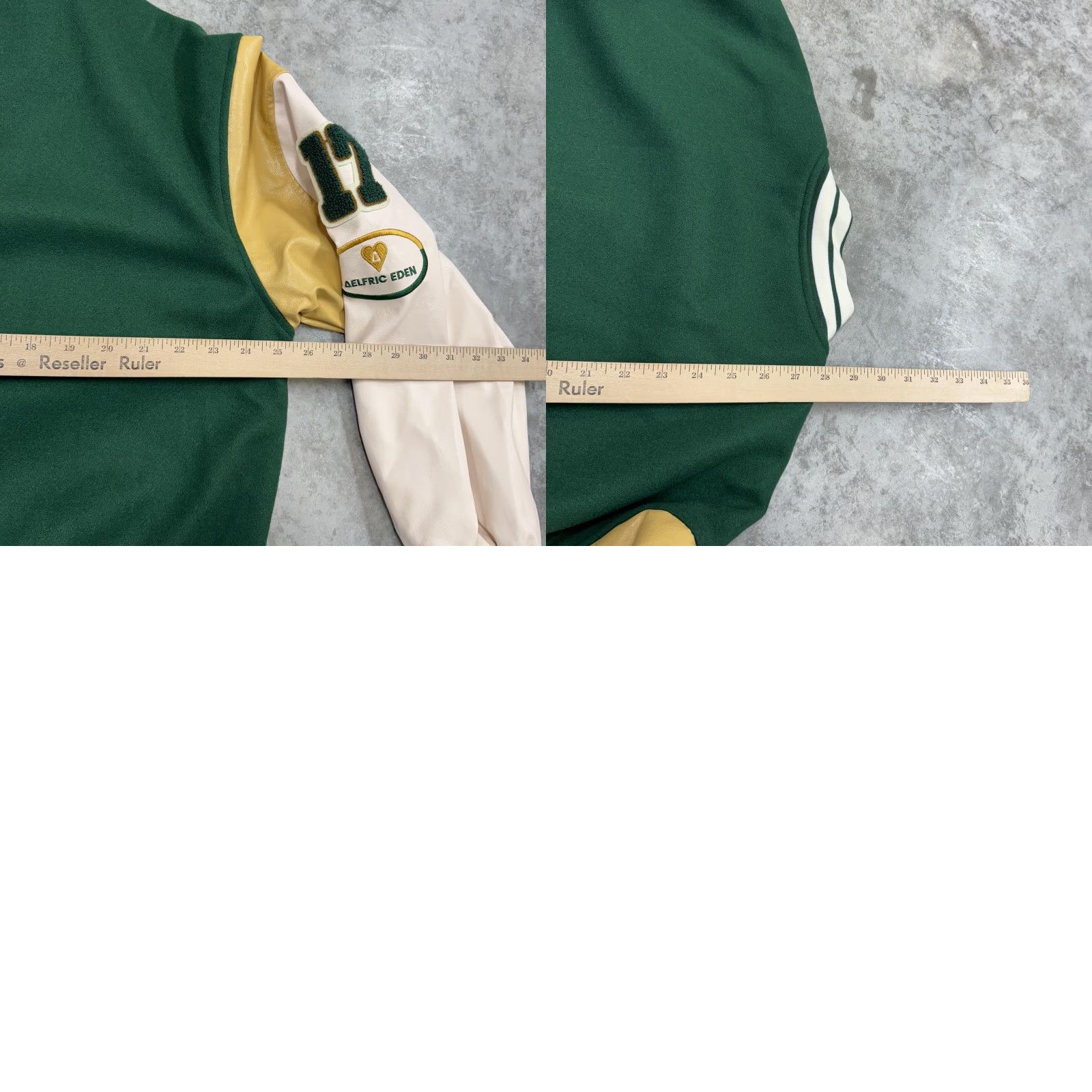 Vintage Aelfric Eden Jacket Mens Large Green White Varsity Snap Front Patch Embroidered Logo Pockets Collared Lined polyester Sports College Casual) Size US L / EU 52-54 / 3 - 8 Thumbnail