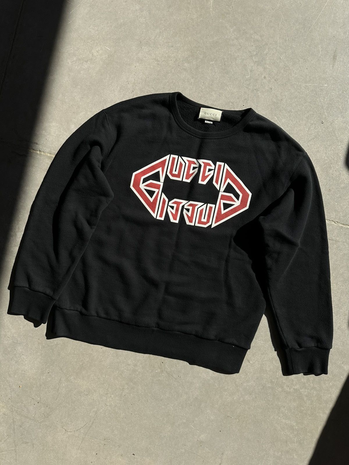 image of Gucci Metal Print Sweatshirt in Black, Men's (Size XL)